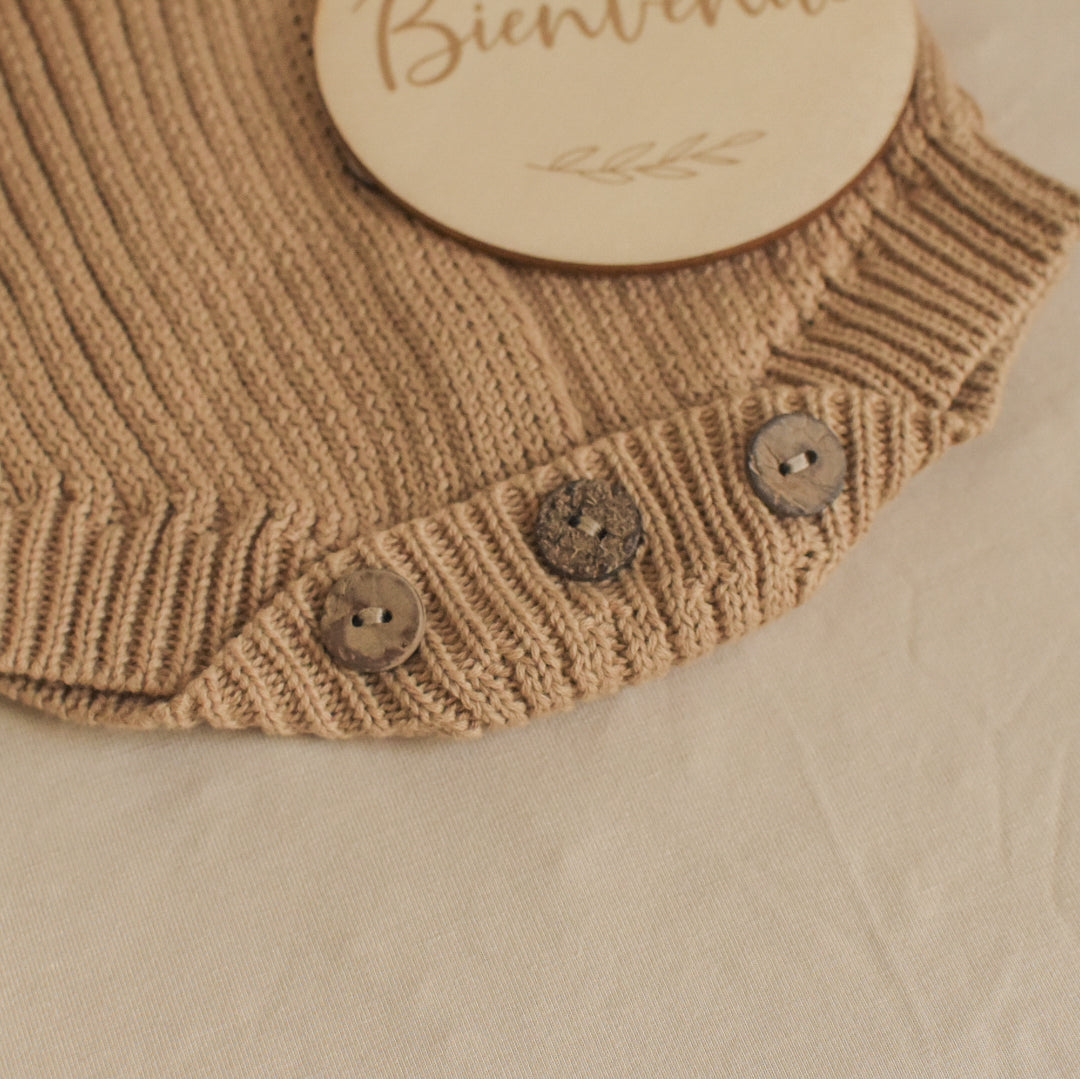 Barboteuse tricot bébé Marron