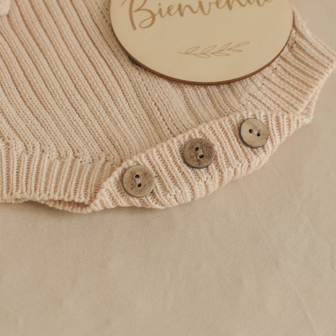 Barboteuse tricot bébé Ecru