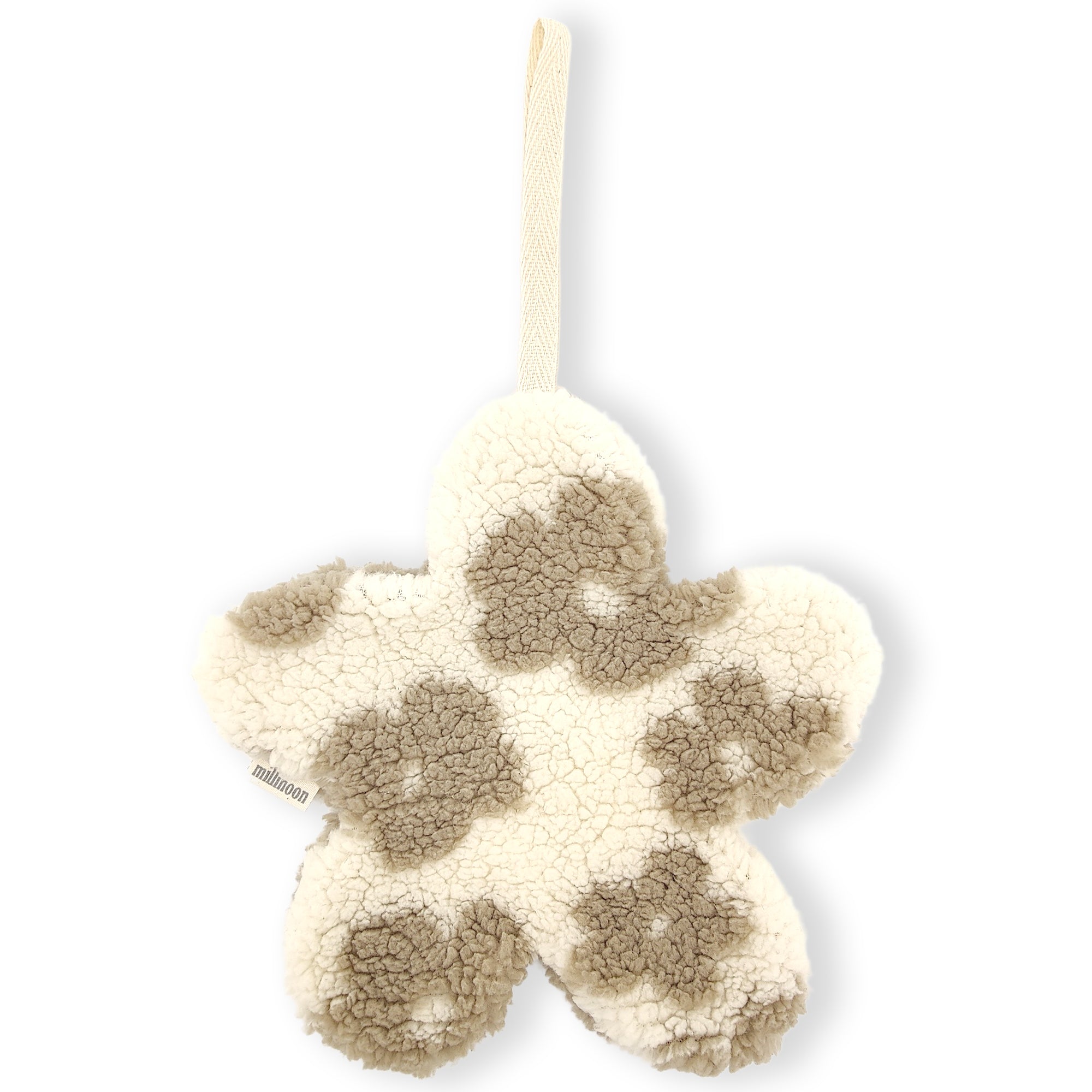 Attache tétine big fleur sherpa daisy ecru taupe