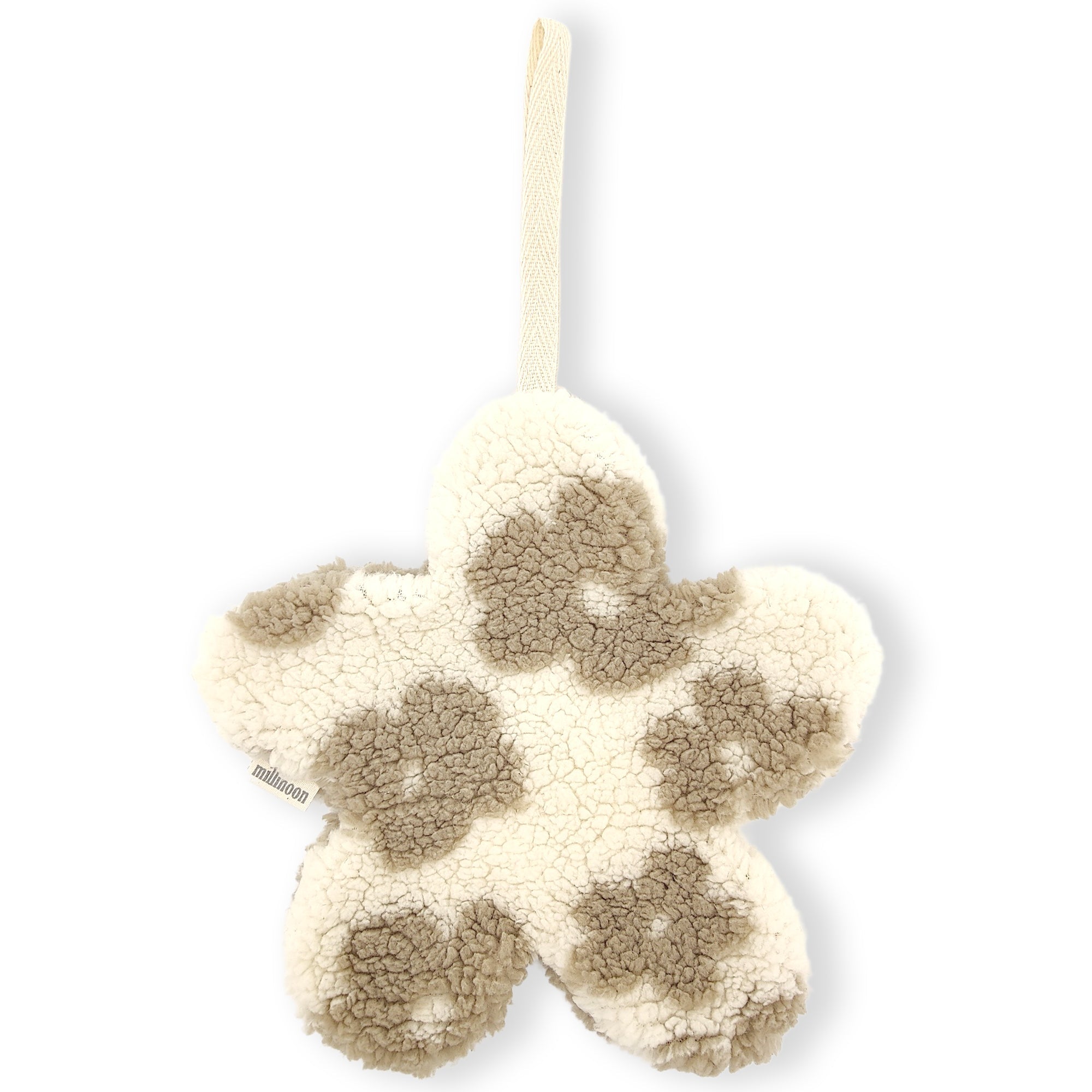 Attache tétine big fleur sherpa daisy ecru taupe
