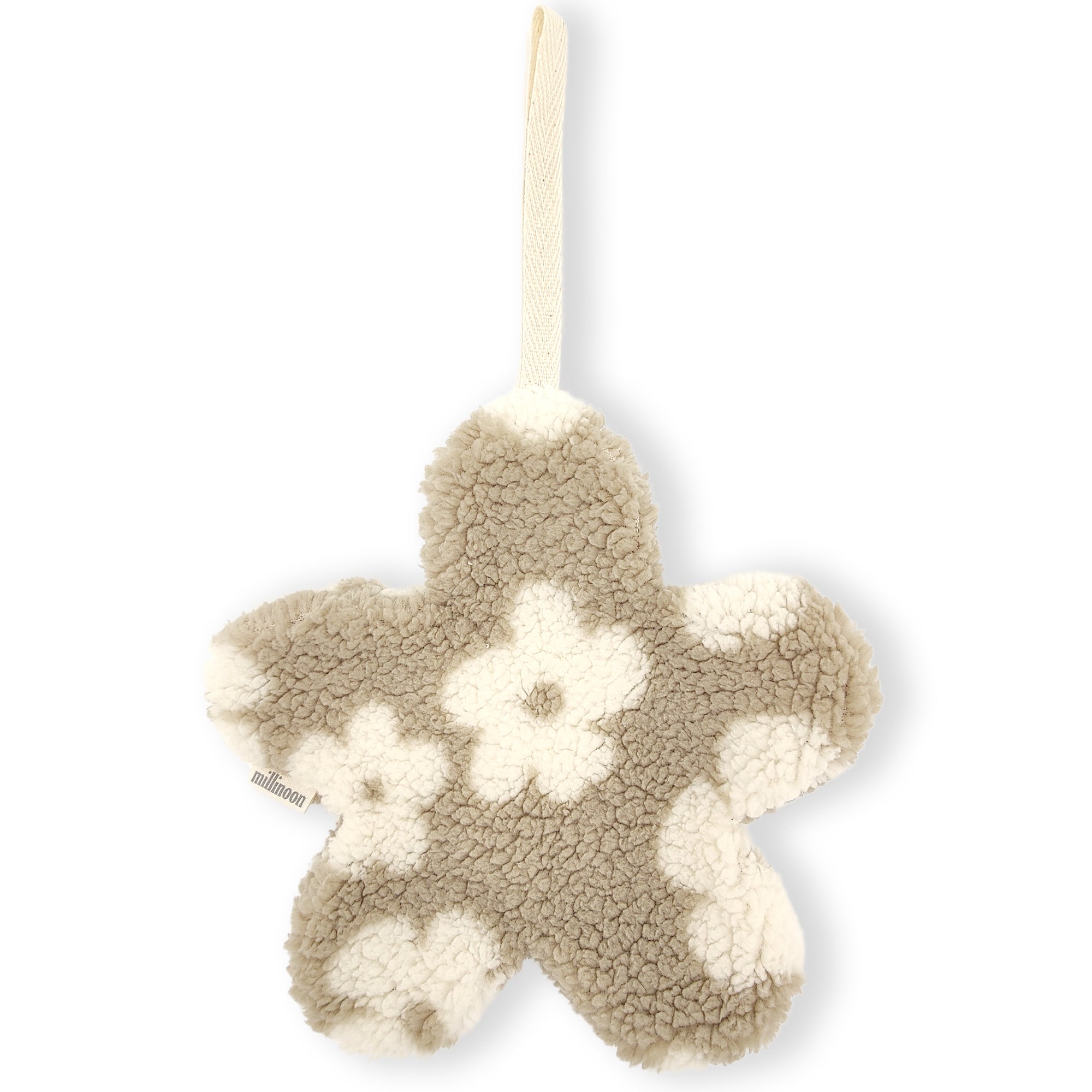 Attache tétine big fleur sherpa daisy taupe ecru