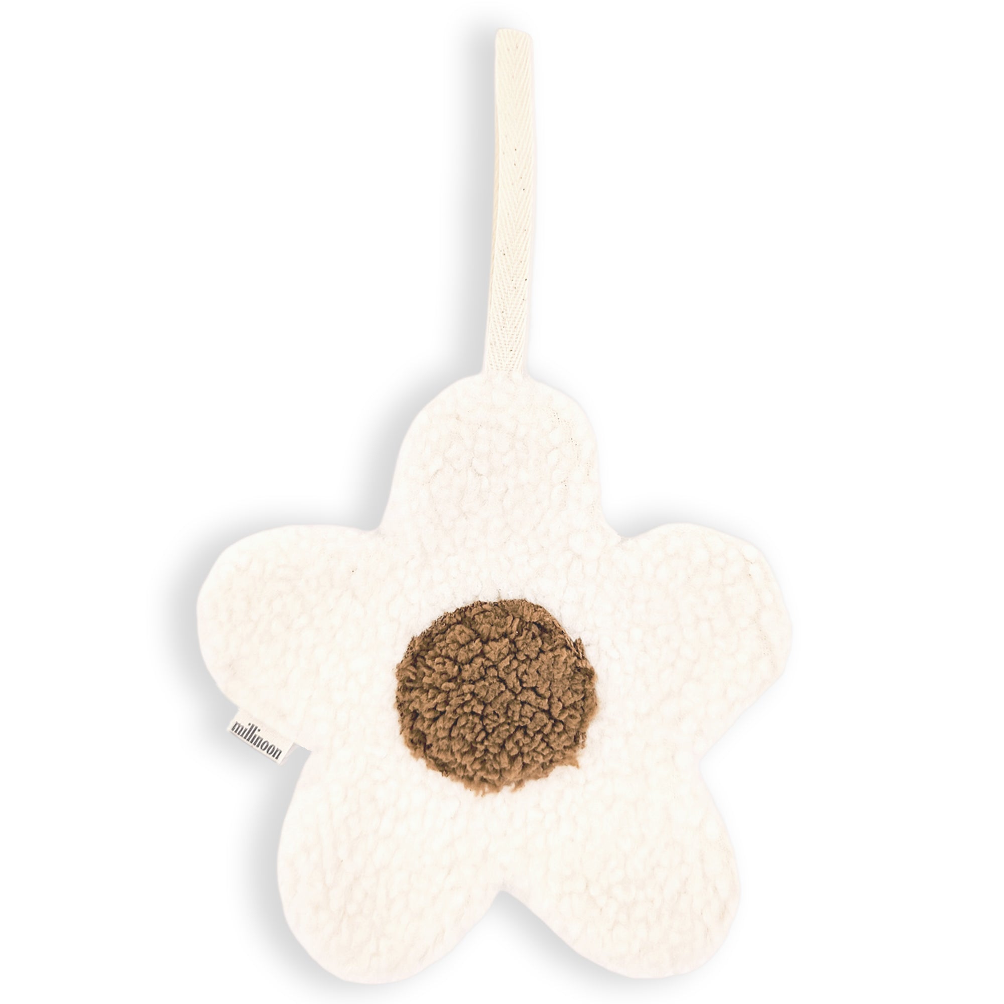 Attache tétine big fleur sherpa ecru camel