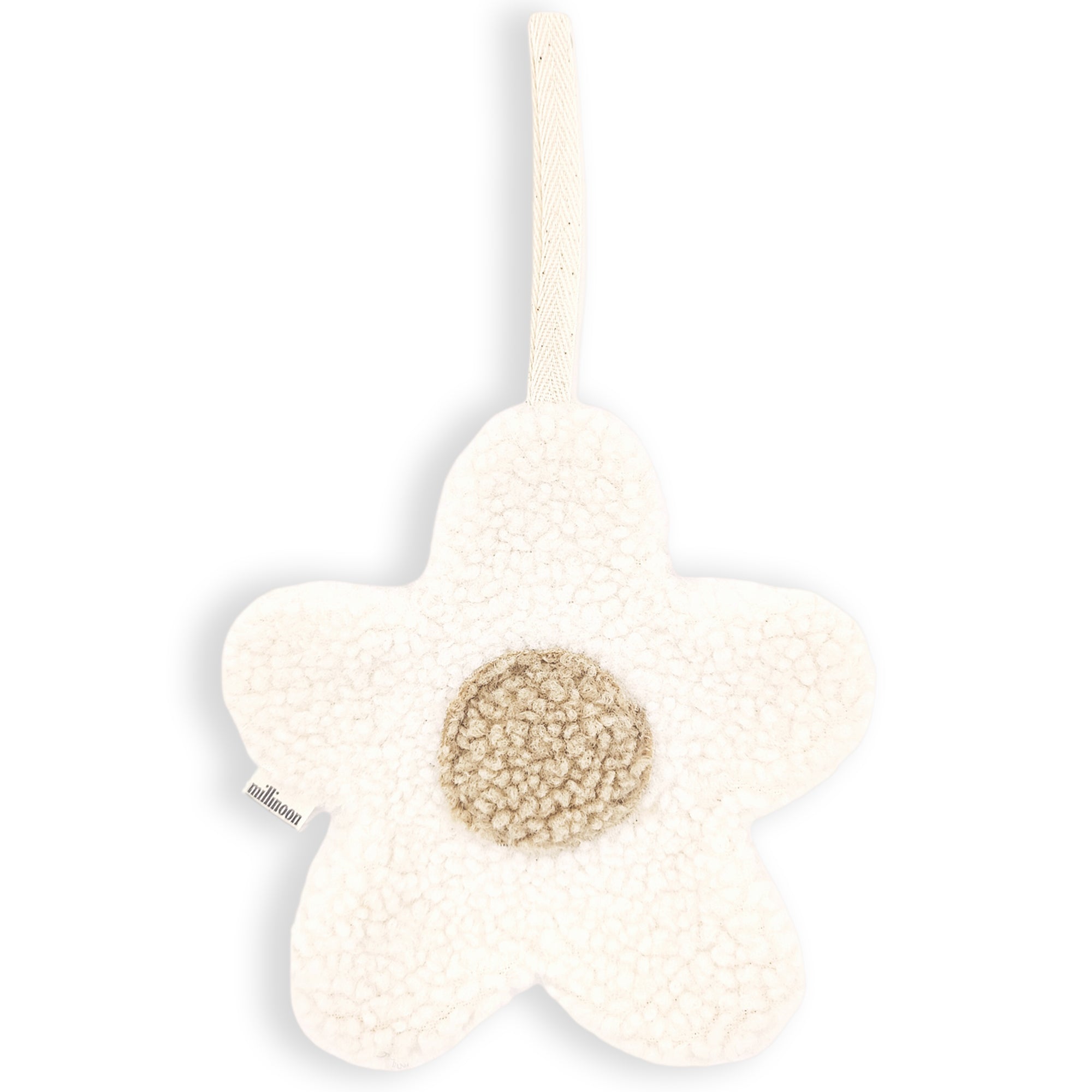 Attache tétine big fleur sherpa ecru sable