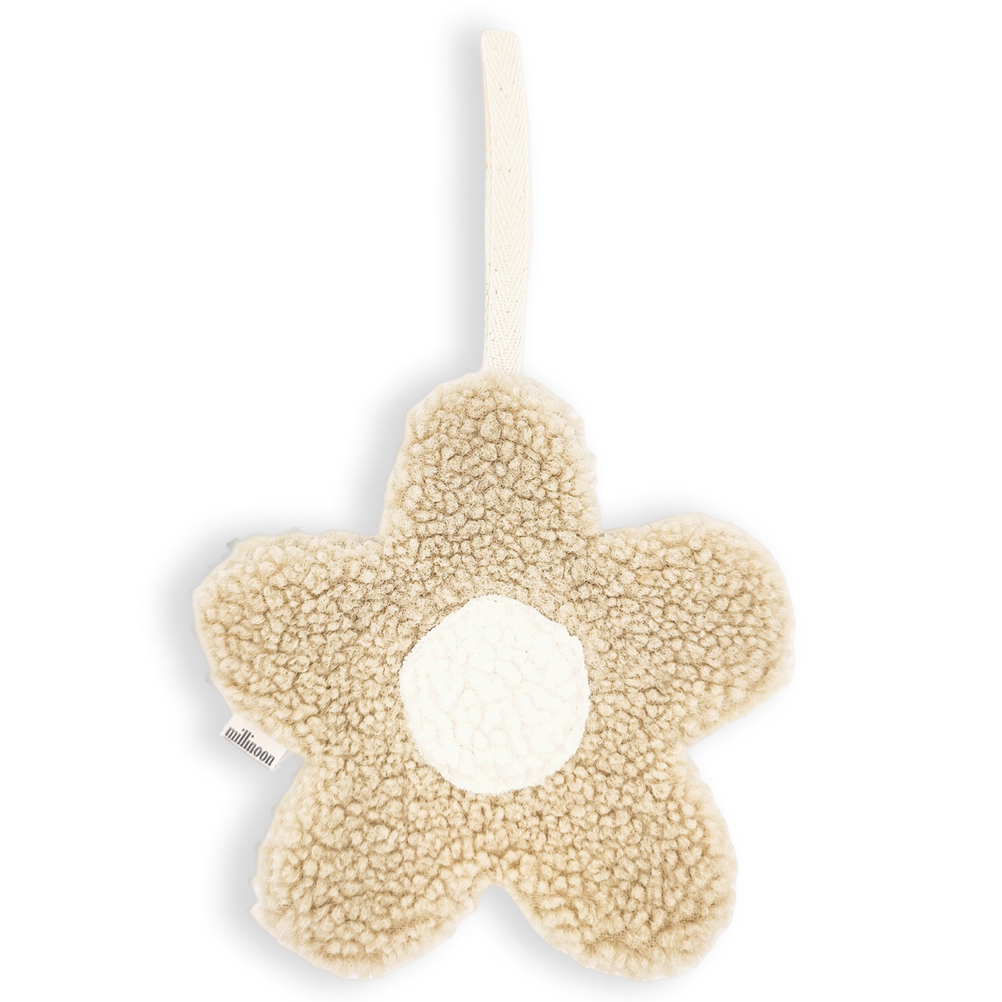 Attache tétine big fleur sherpa sable ecru