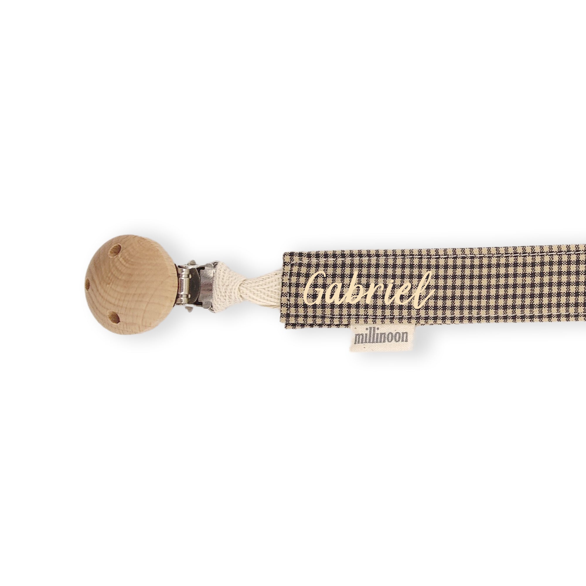 Attache tétine coton gaufré vichy