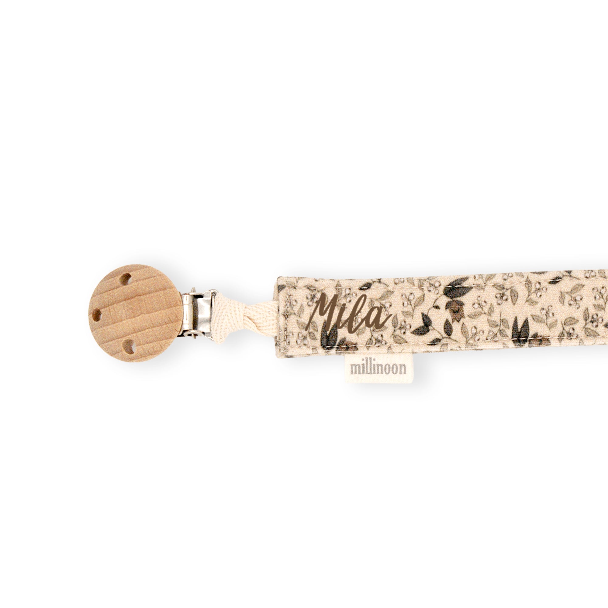 Attache tétine maille coton bio fleuri