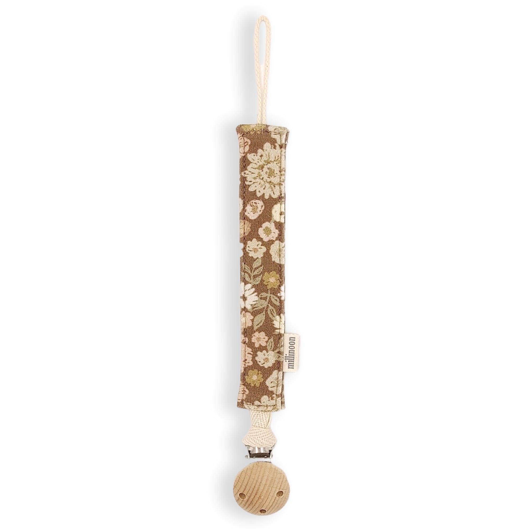 Attache tétine maille coton bio fleuri sixty