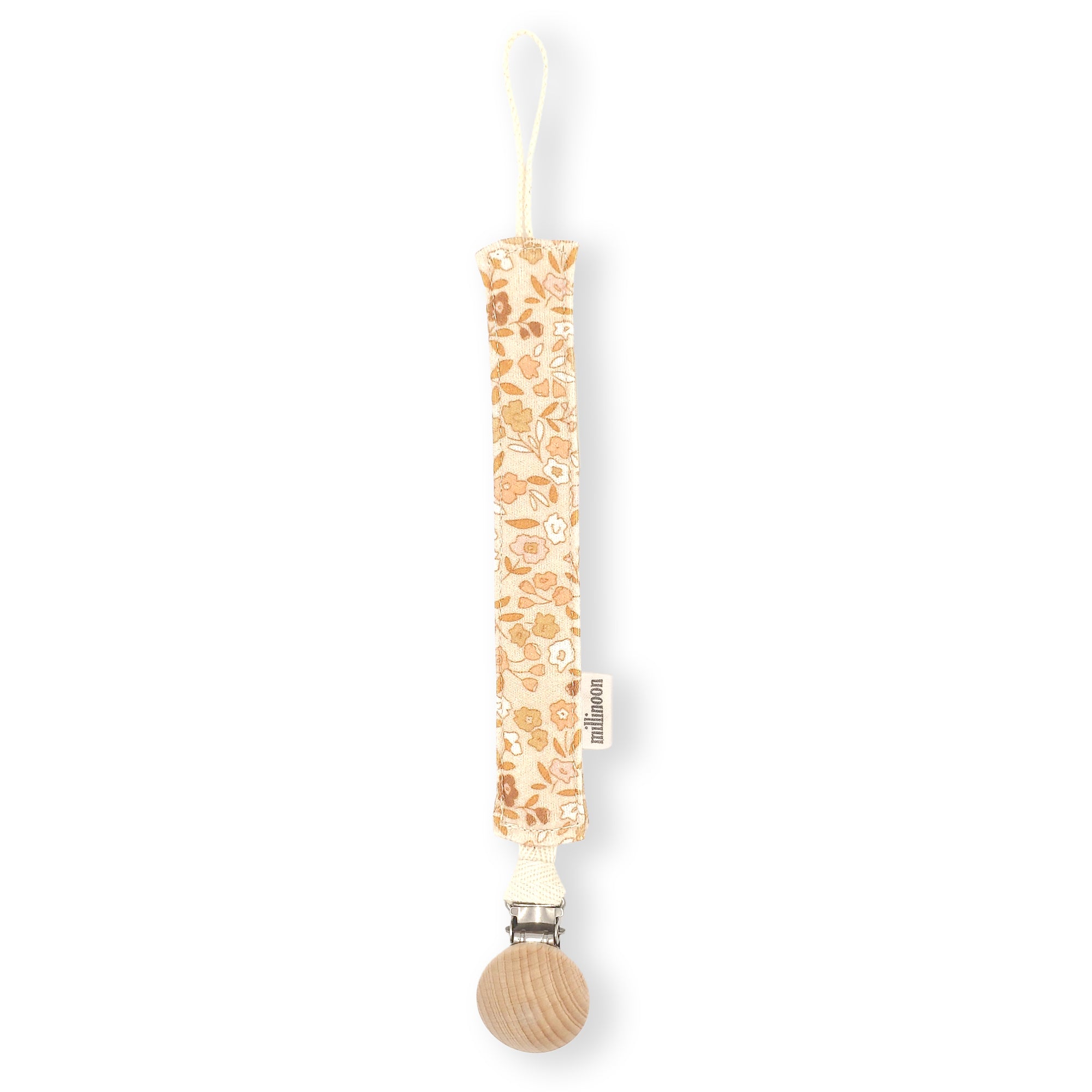 Attache tétine maille de coton bio Fleuri