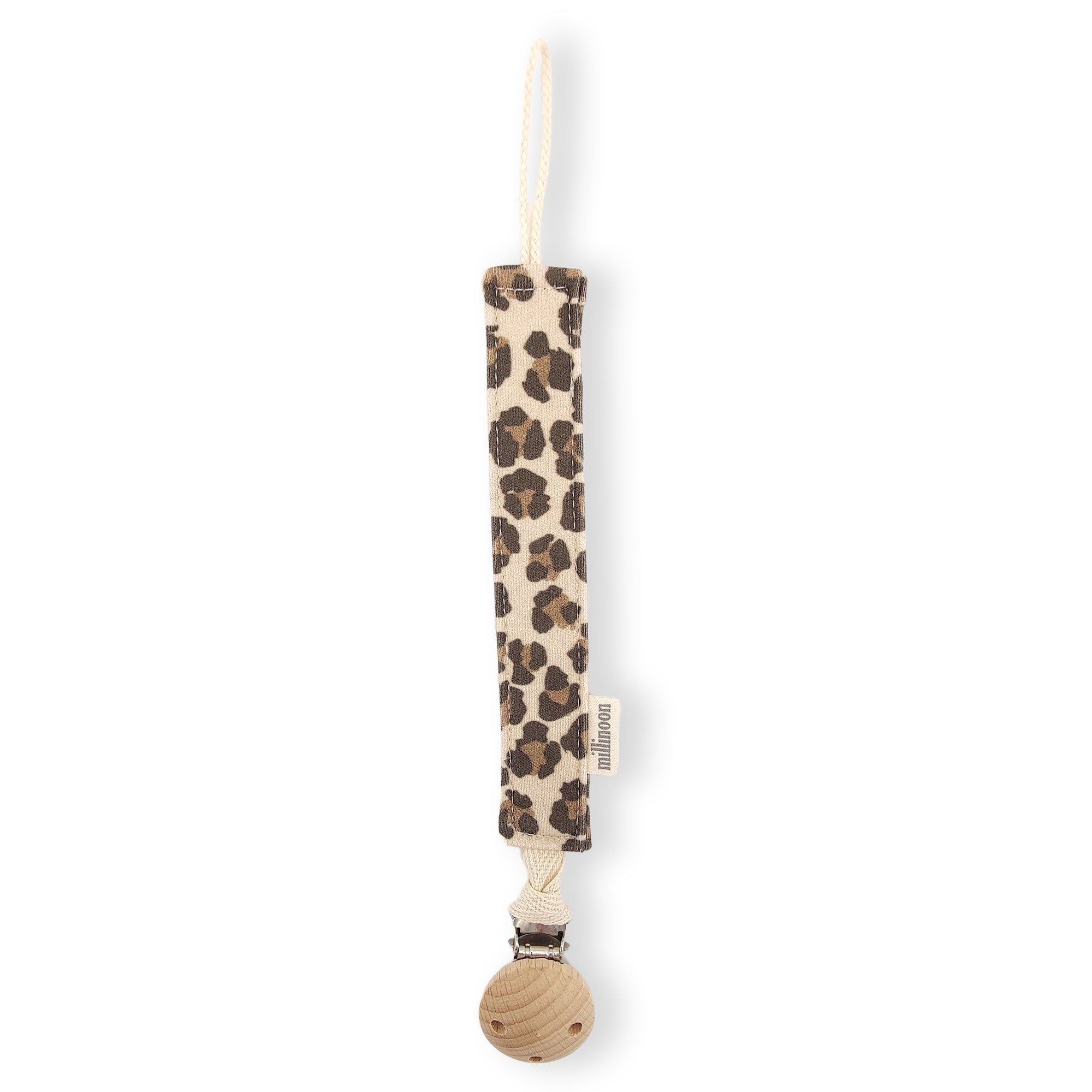 Attache tétine maille coton bio graou leopard