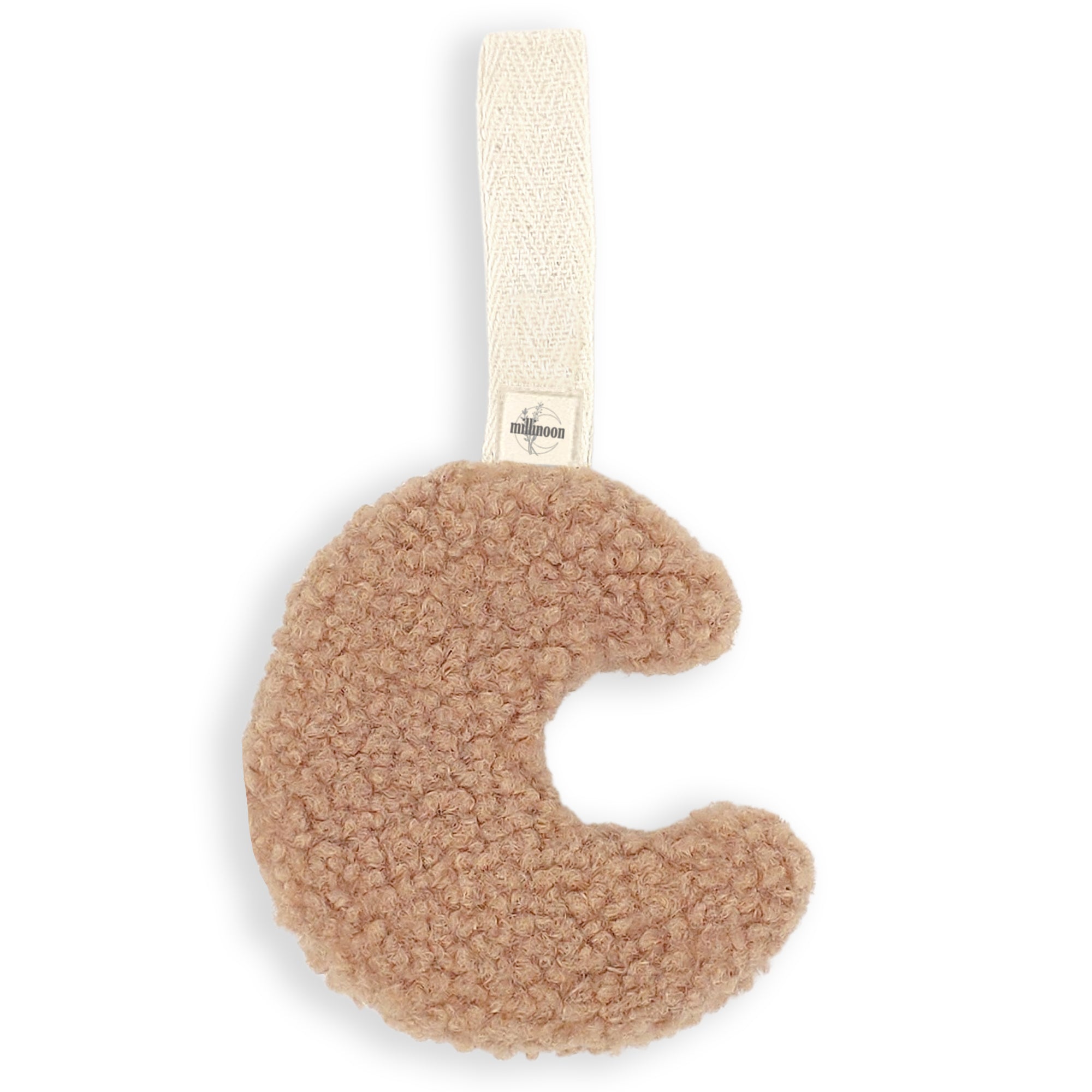 Attache tétine sherpa lune marron clair