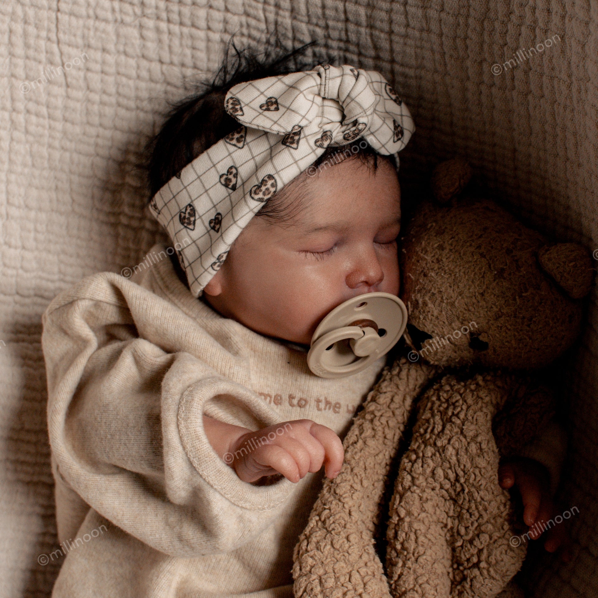 Bandeau maille coton bio carreau coeur graou