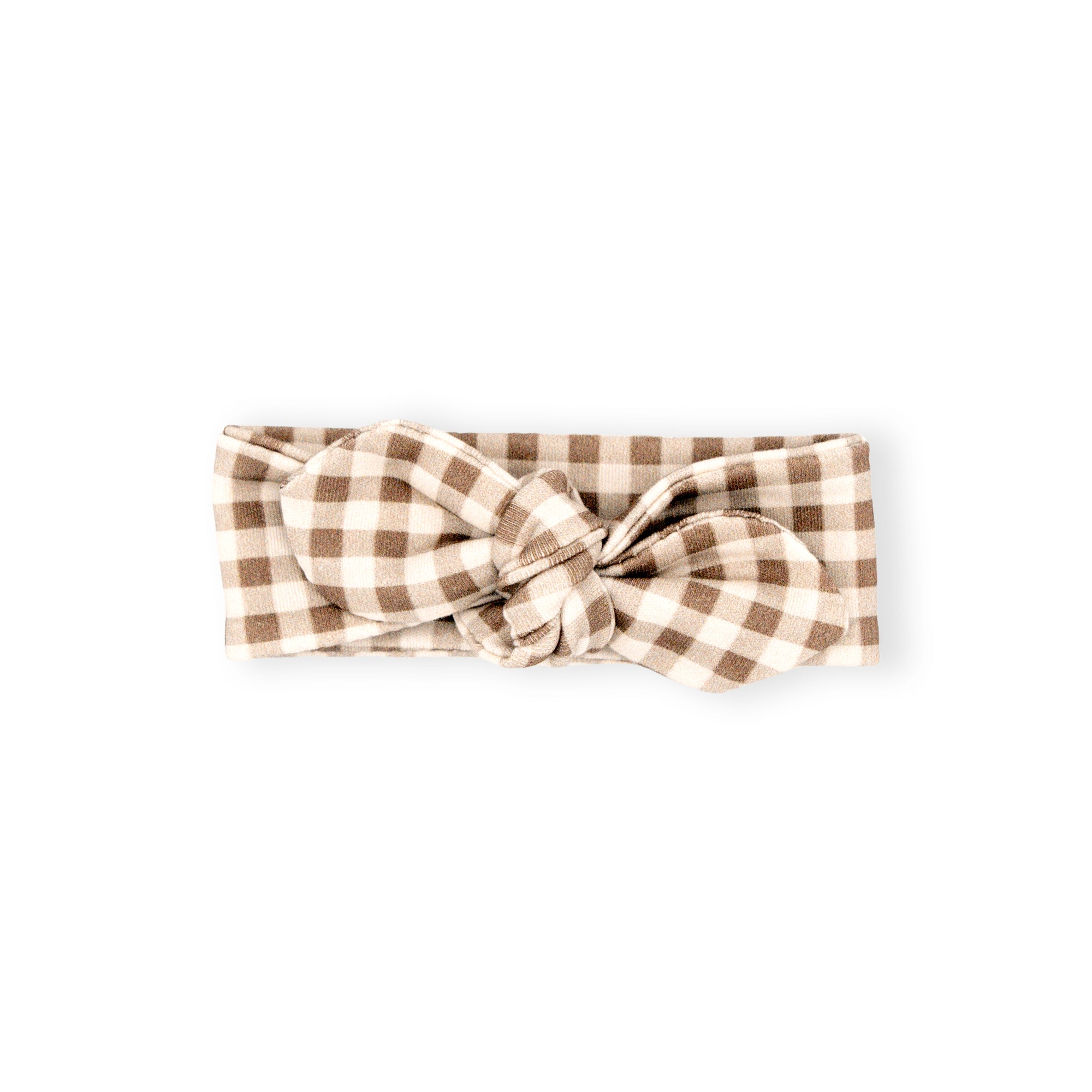 Bandeau maille coton bio vichy brun kaki