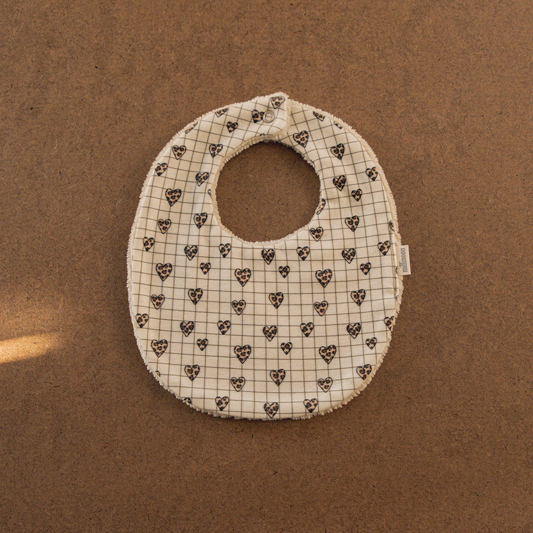 Bavoir maille coton bio carreau coeur graou