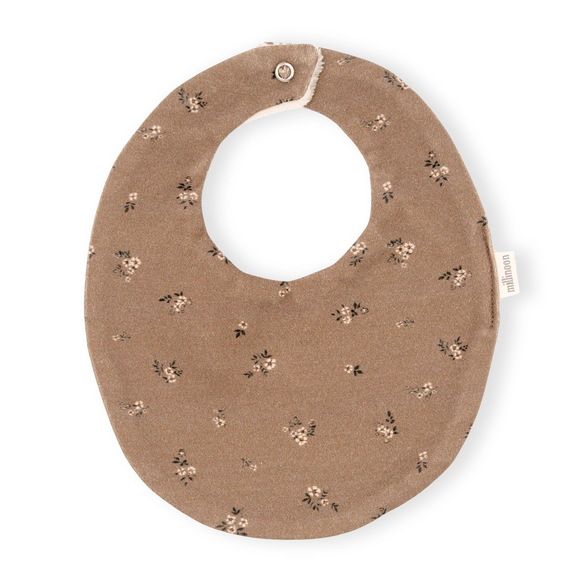 Bavoir maille coton bio fleuri marron