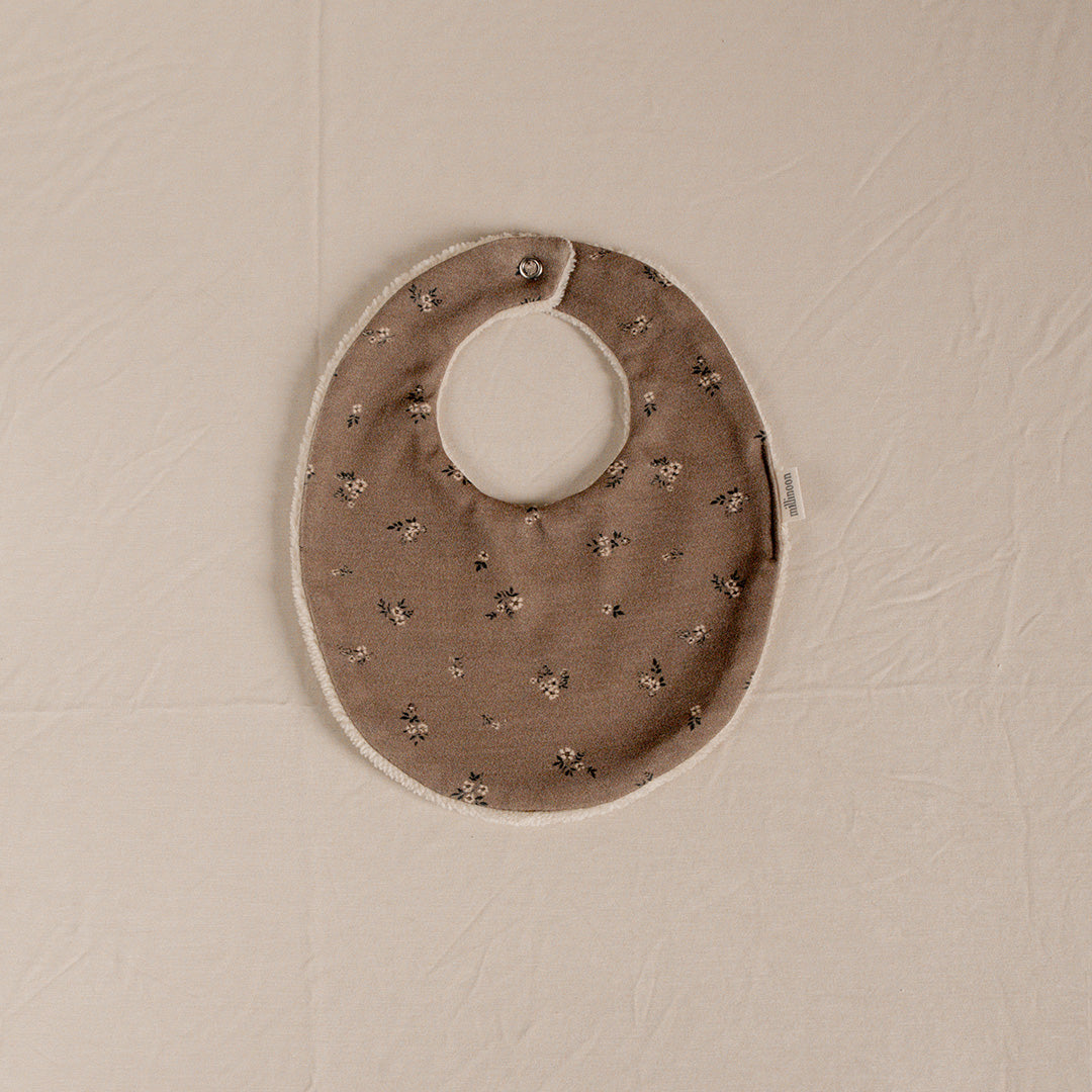 Bavoir maille coton bio fleuri marron