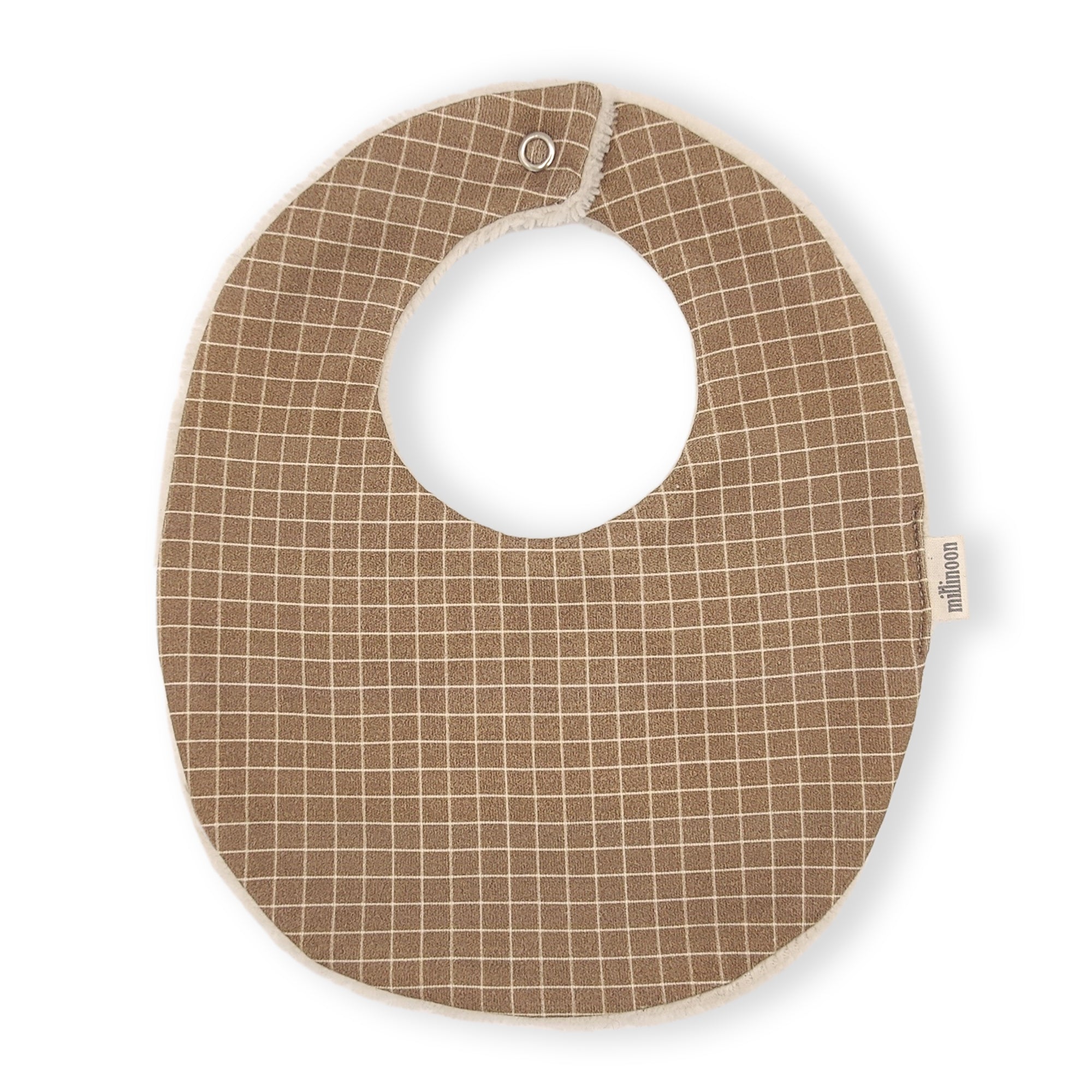 Bavoir maille coton bio carreau marron