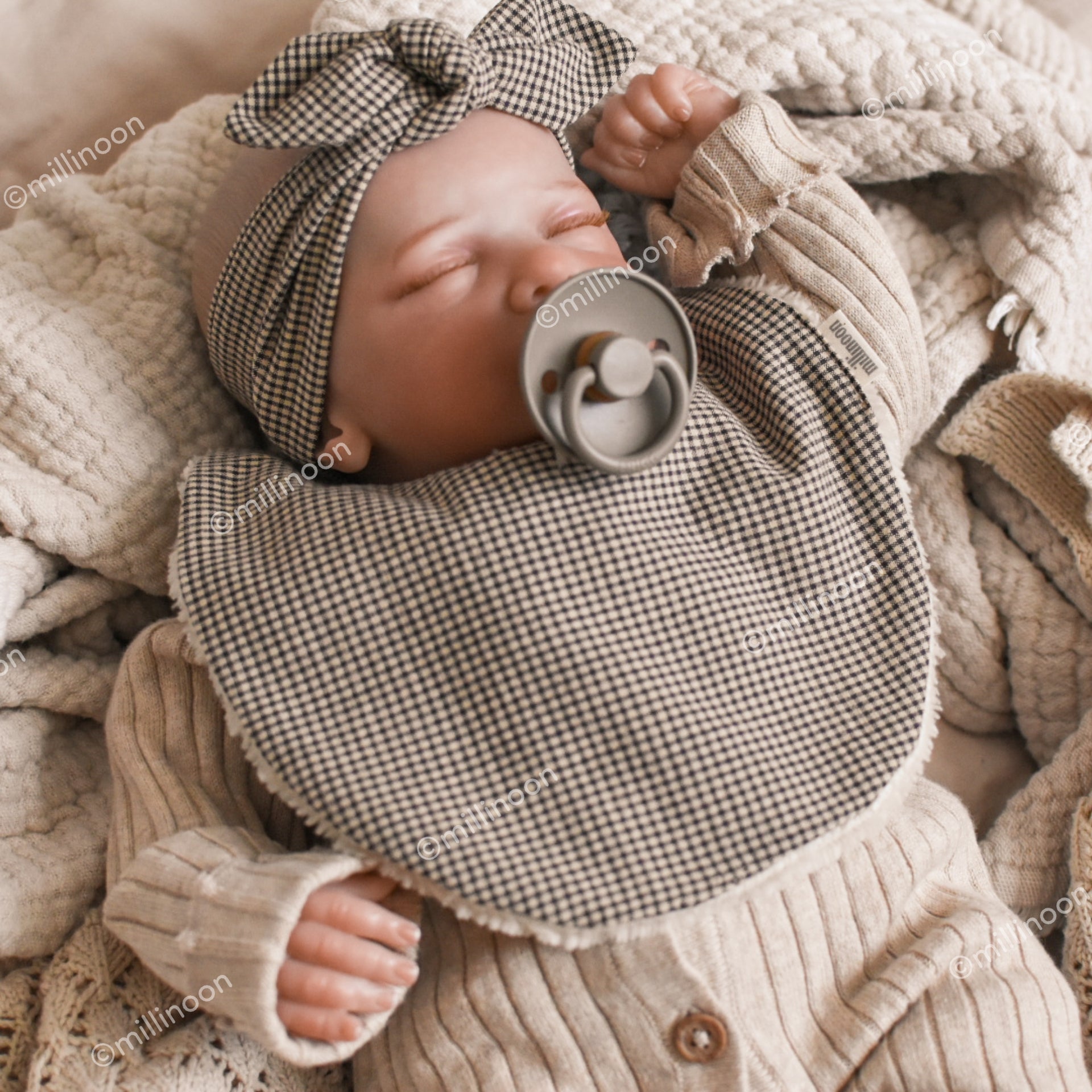 Bavoir coton gaufré vichy