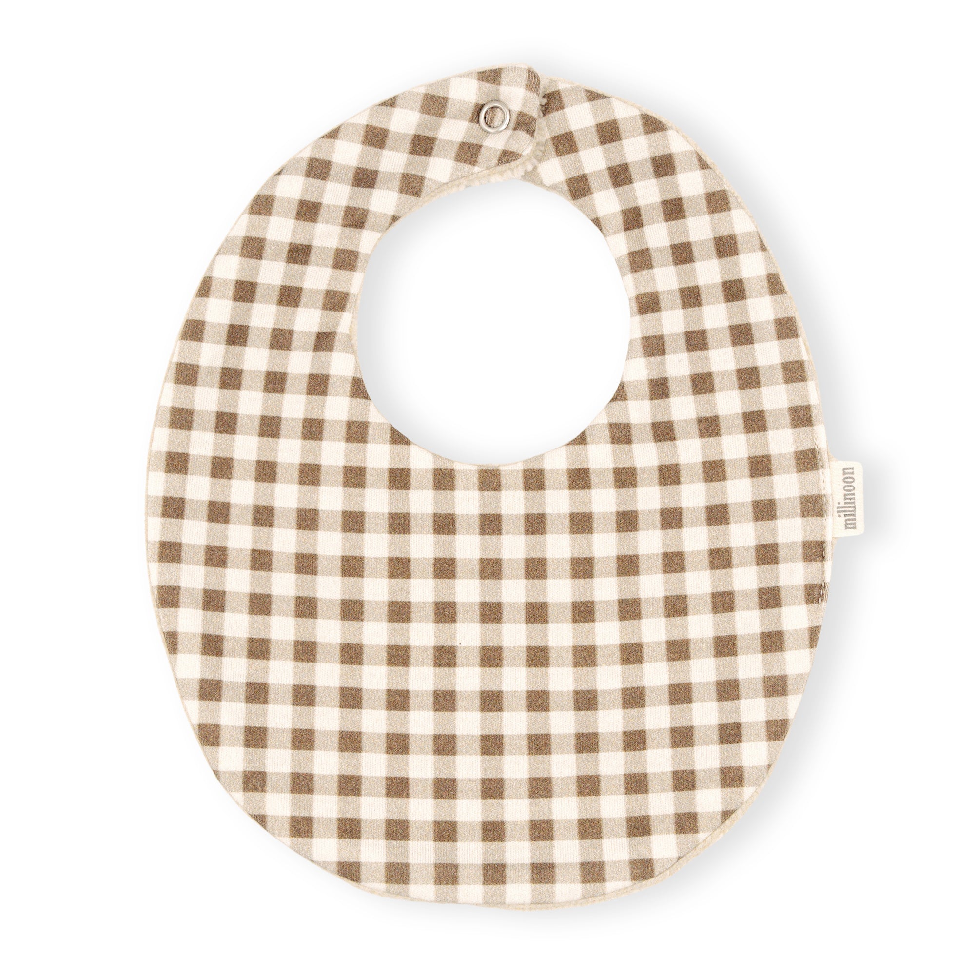 Bavoir maille coton bio vichy brun kaki