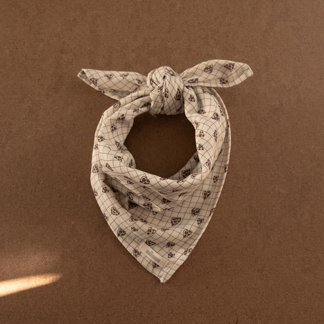 Foulard lange gaze carreau coeur graou