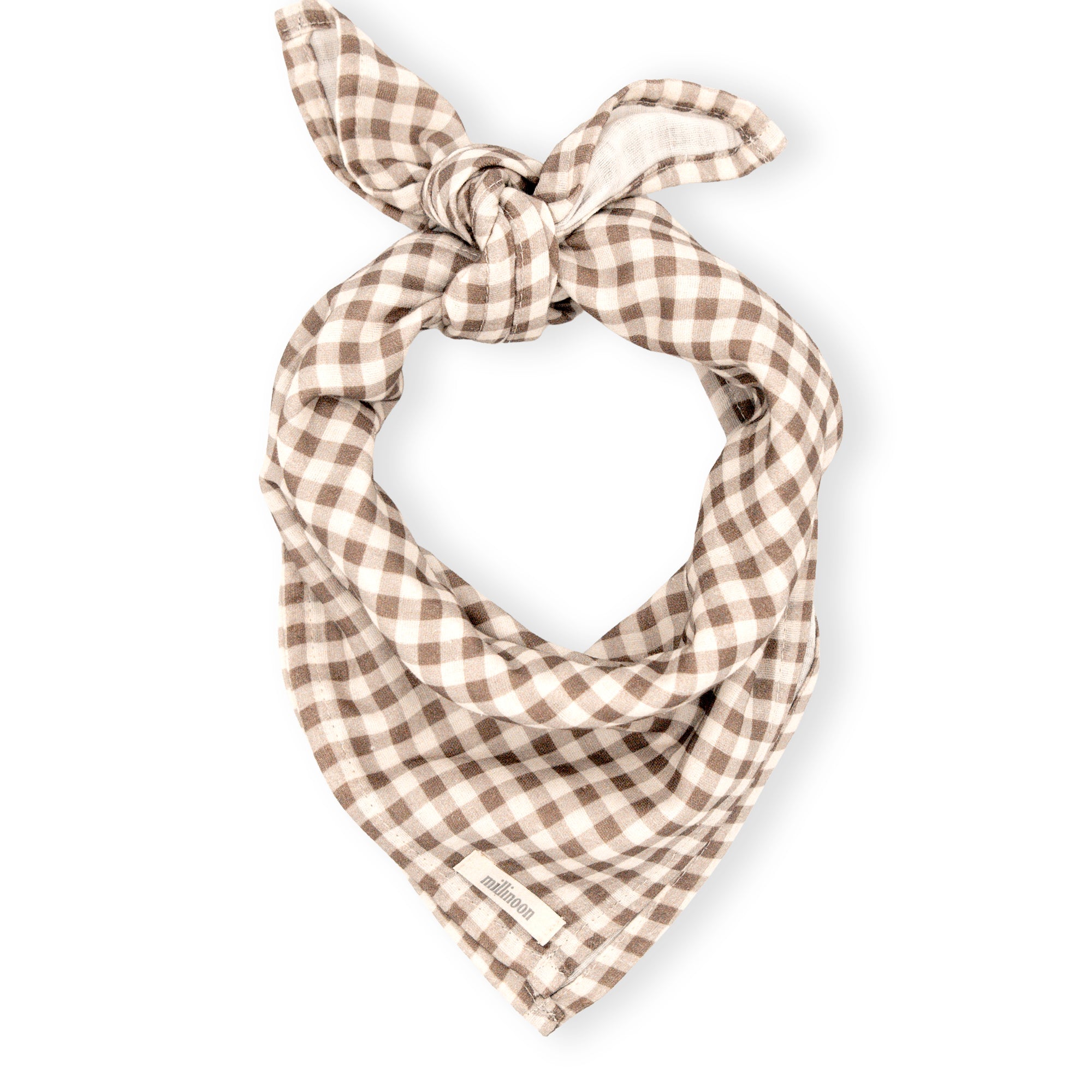 Foulard lange gaze coton vichy brun kaki