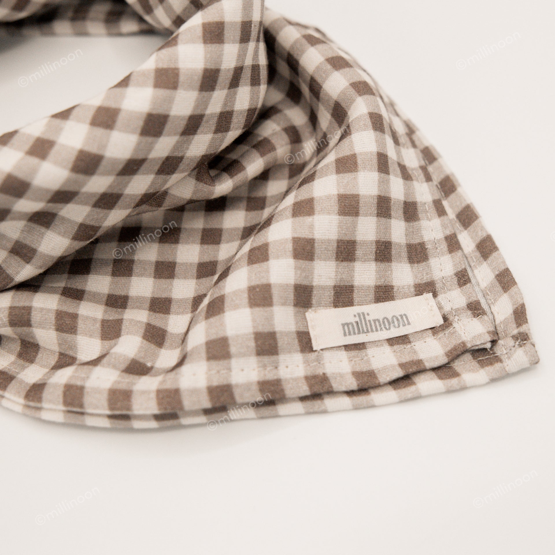 Foulard lange gaze coton vichy brun kaki