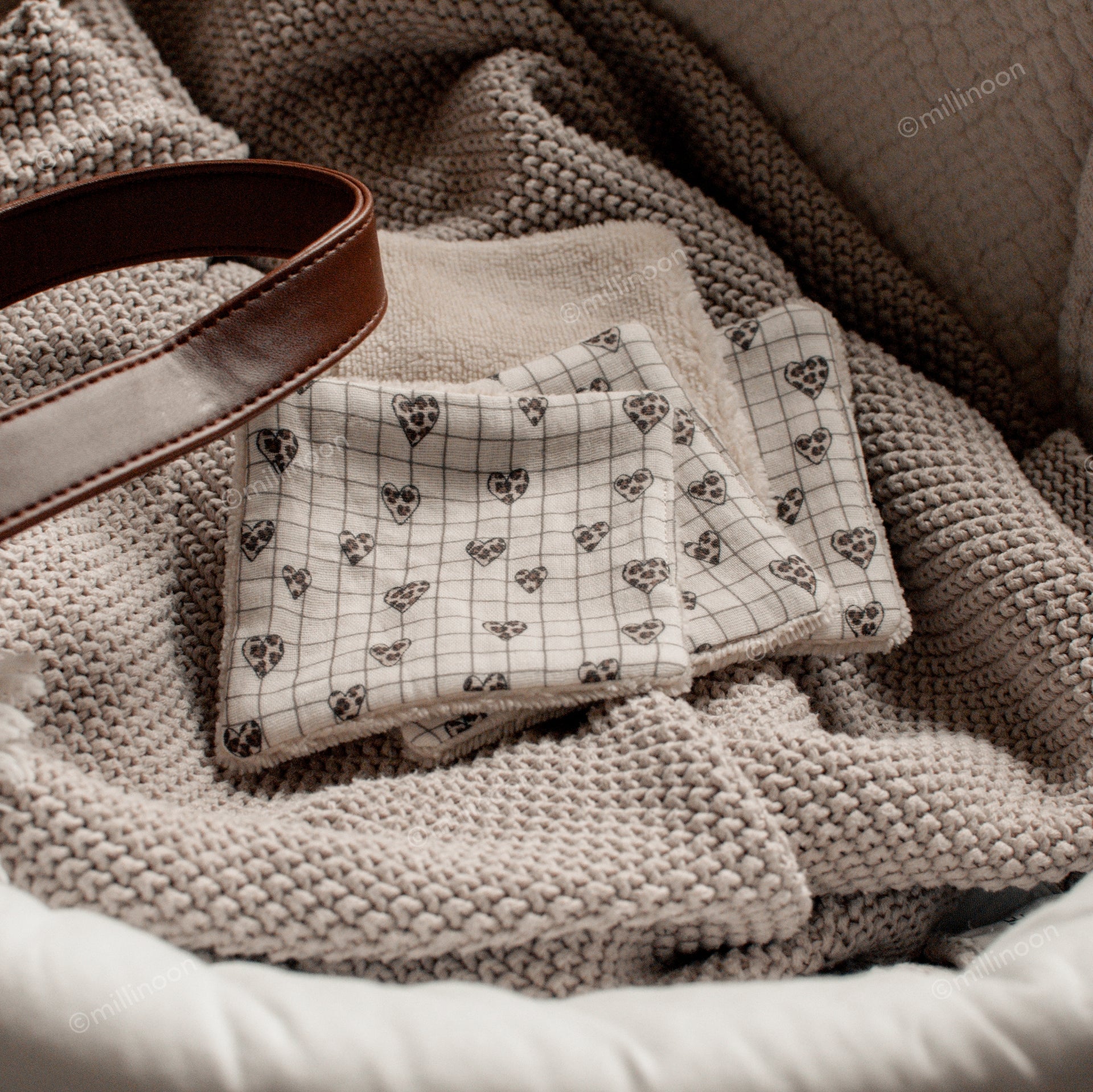 Lingette gaze coton éponge carreau coeur graou x4