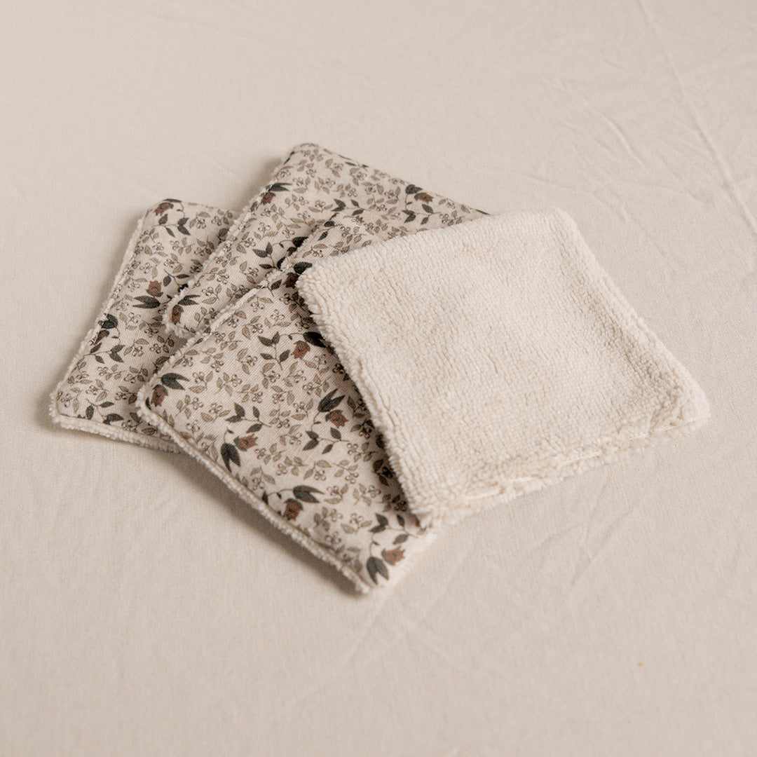 Lingette gaze coton éponge fleuri x4