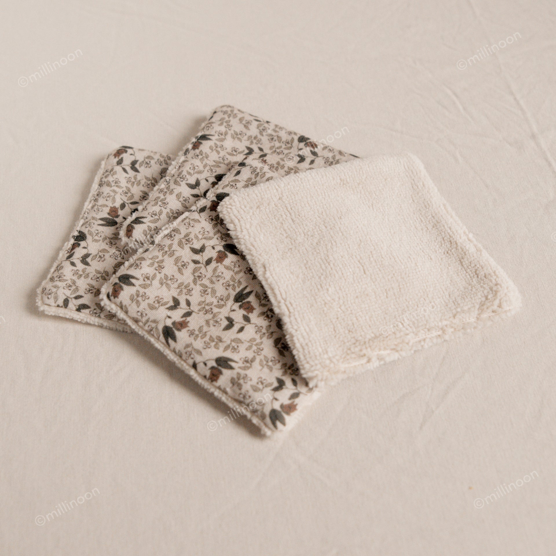 Lingette gaze coton éponge fleuri x4