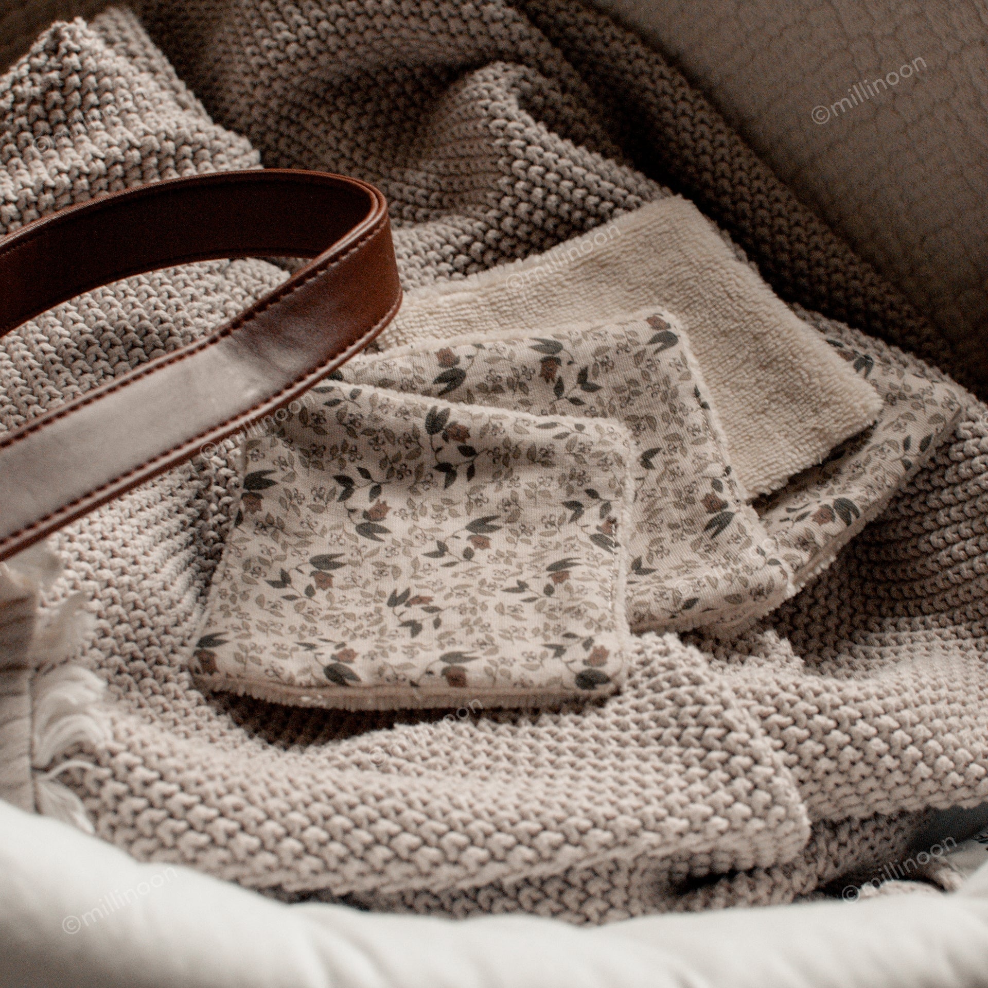 Lingette gaze coton éponge fleuri x4