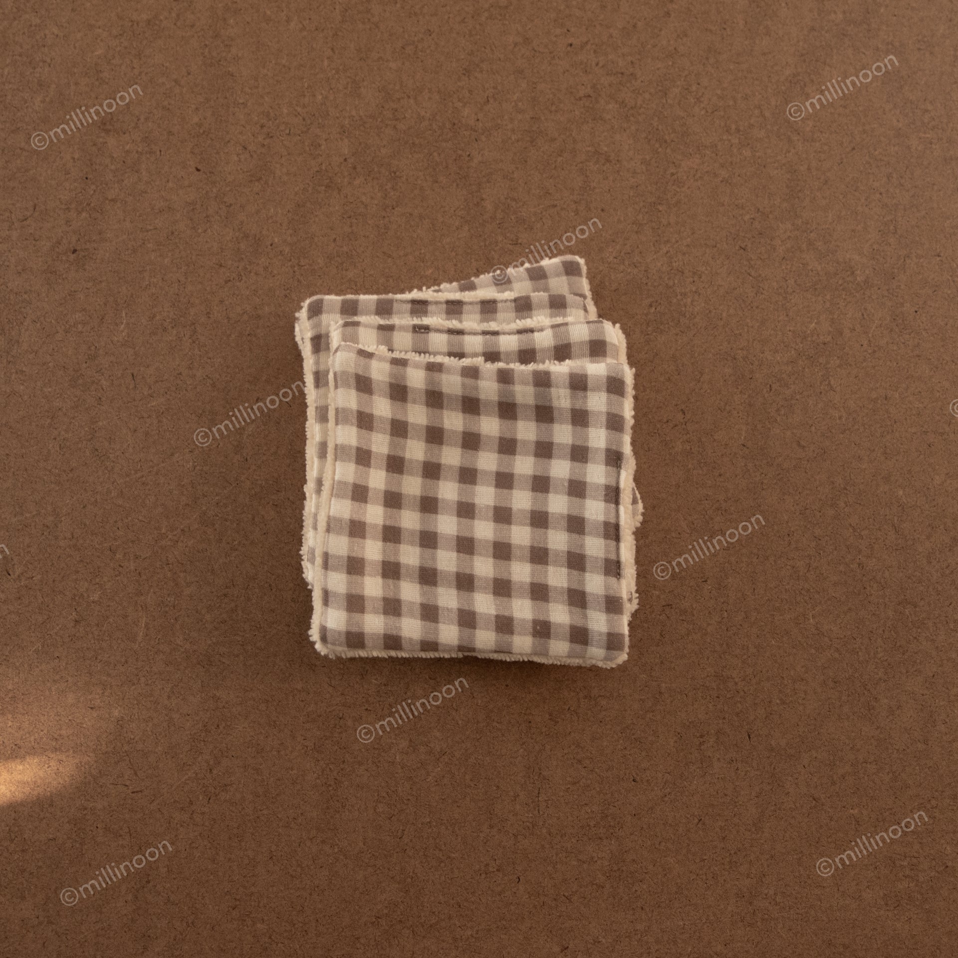 Lingette gaze coton éponge vichy brun kaki x4