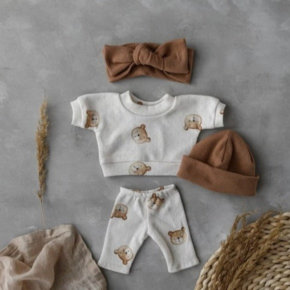 Sweat + pantalon poupée Paola Reina pointelle crème teddy