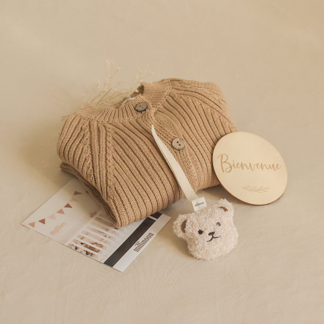 Coffret naissance marron 3 articles