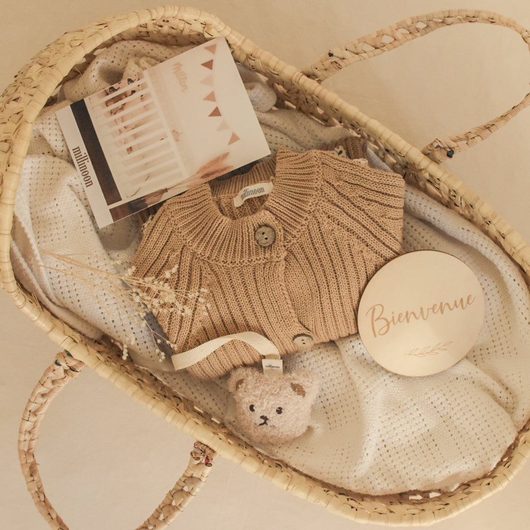 Coffret naissance marron 3 articles