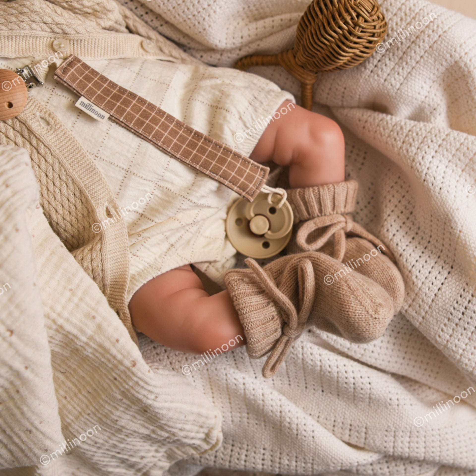 Chaussons laine mérinos beige