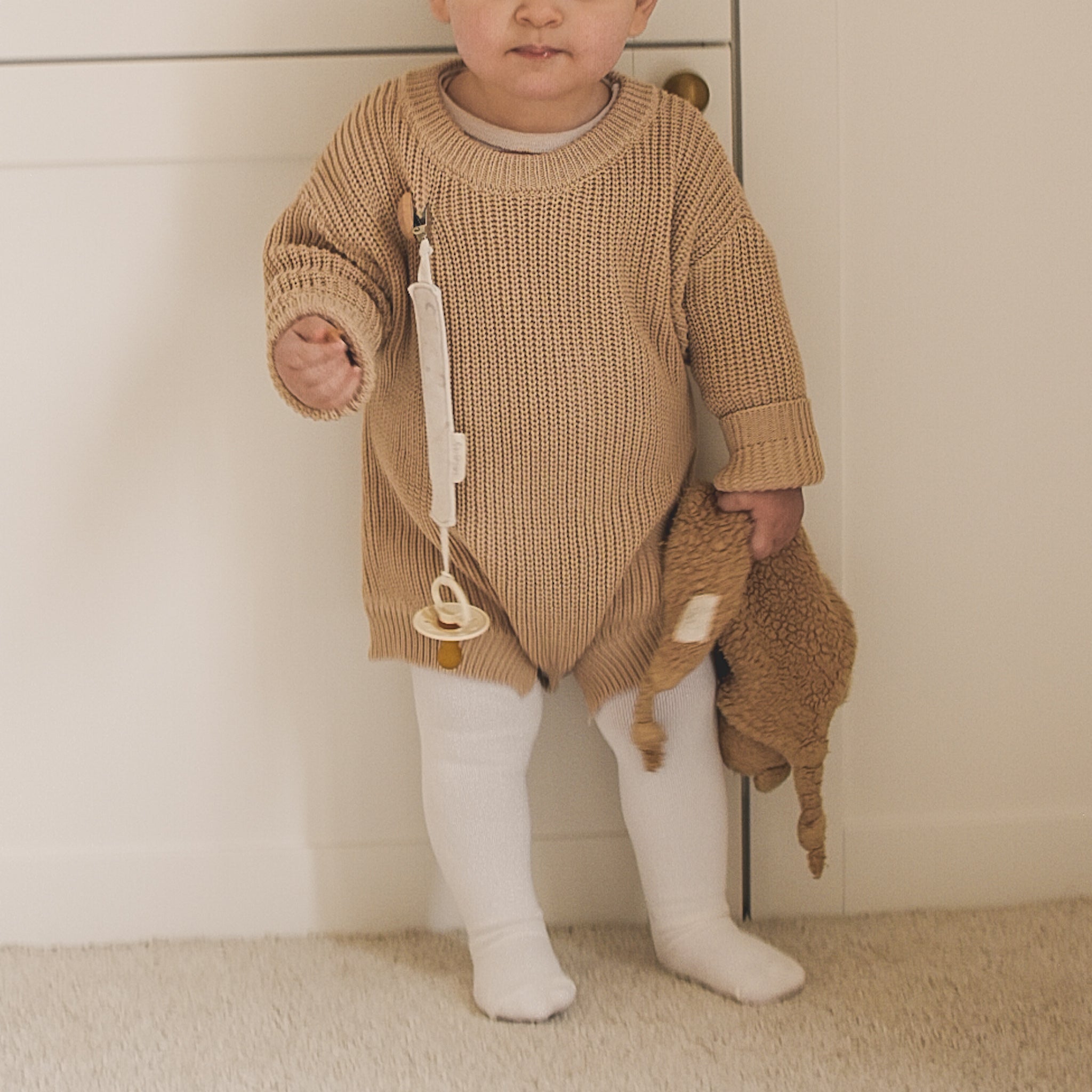 Barboteuse tricot bébé oversize Beige