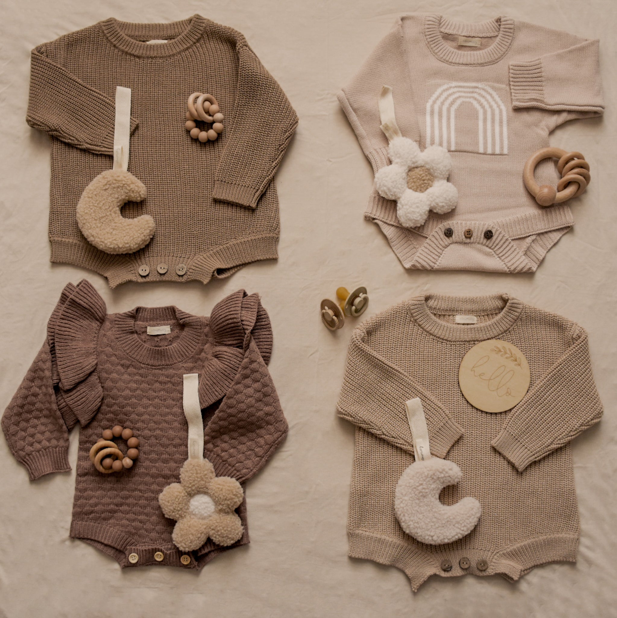Barboteuse tricot bébé oversize Marron