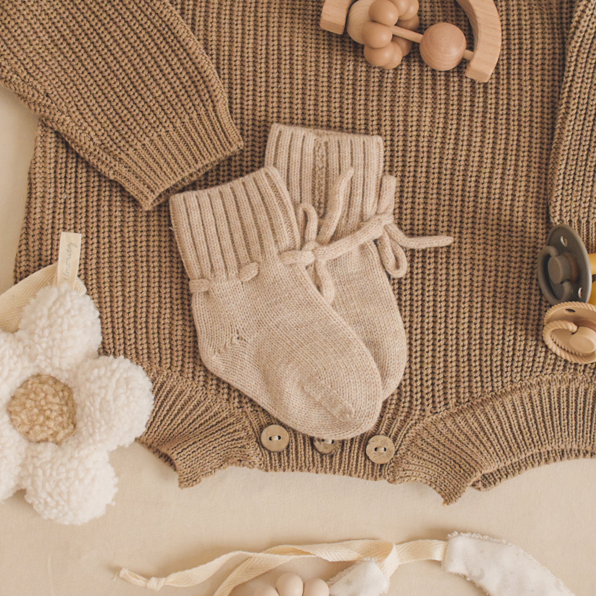 Chaussons laine mérinos beige