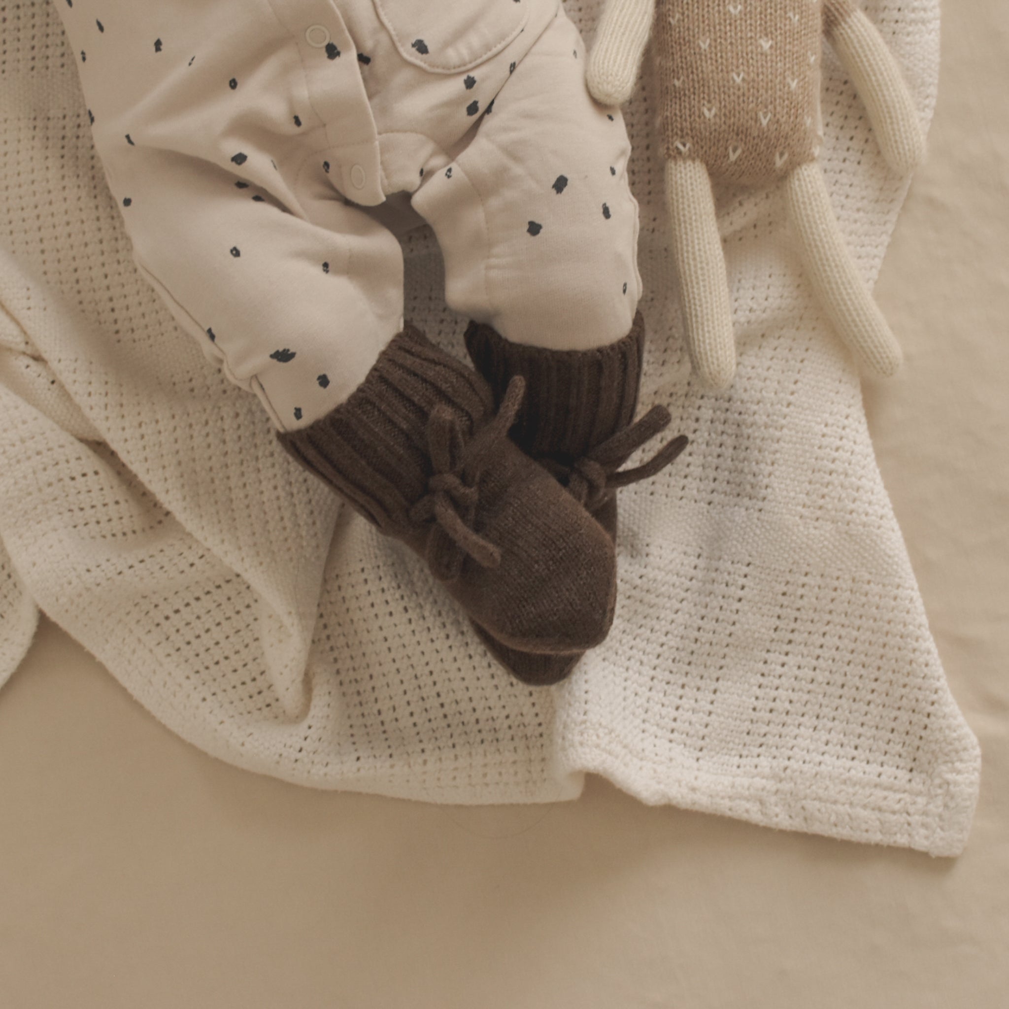 Chaussons laine mérinos marron