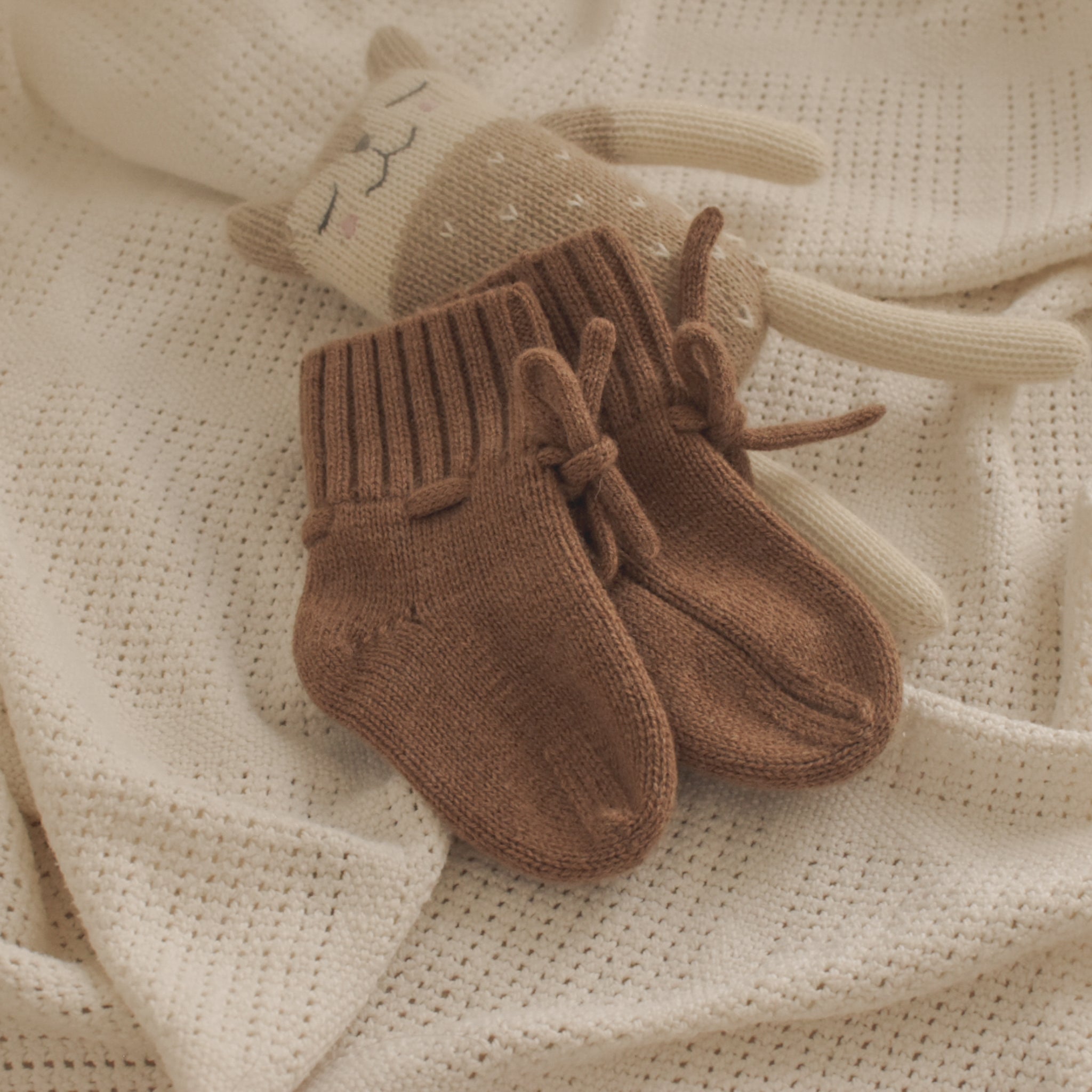 Chaussons laine mérinos marron clair