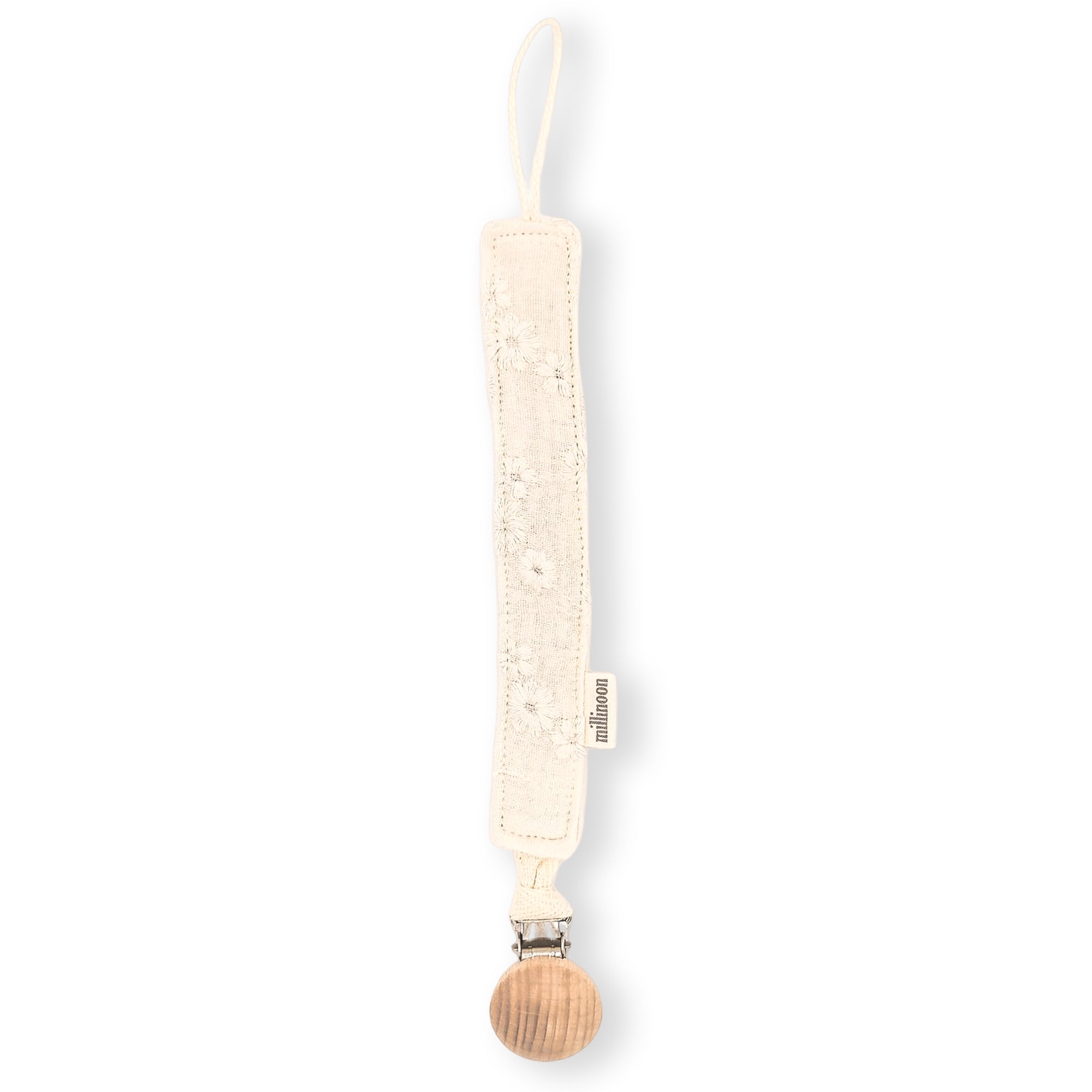 Attache tétine gaze bio brodé fleur