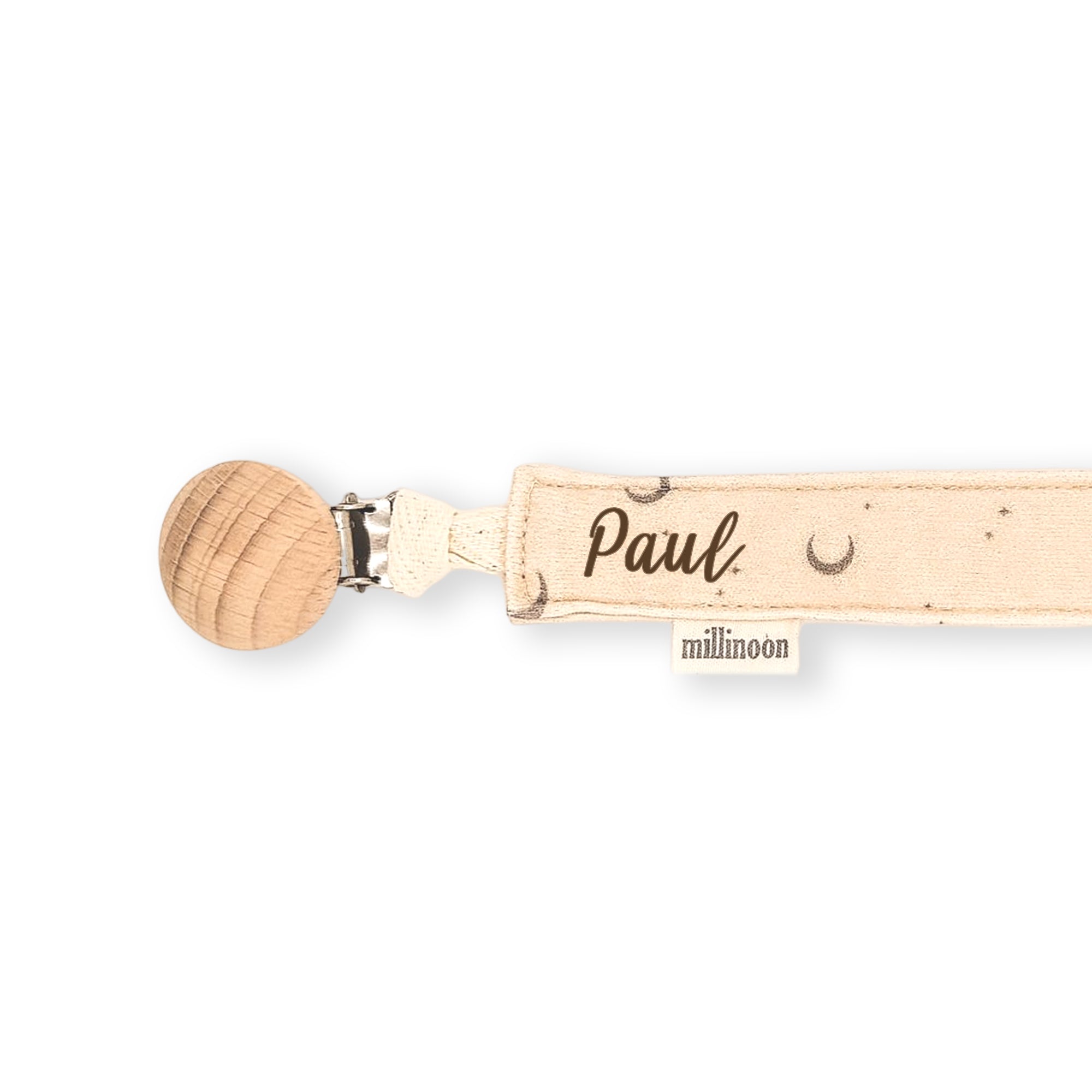 Attache tétine maille coton bio lune beige
