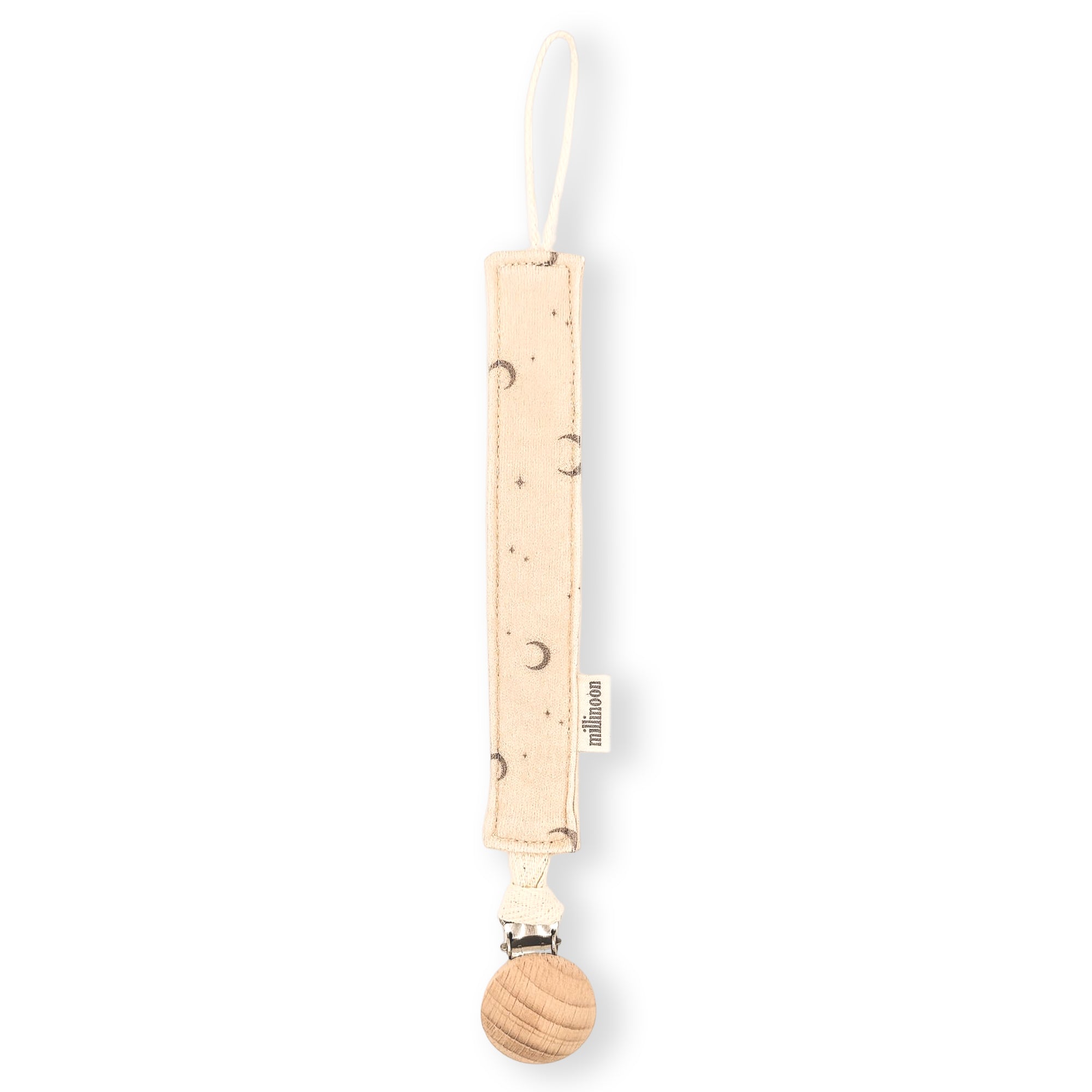 Attache tétine maille coton bio lune beige