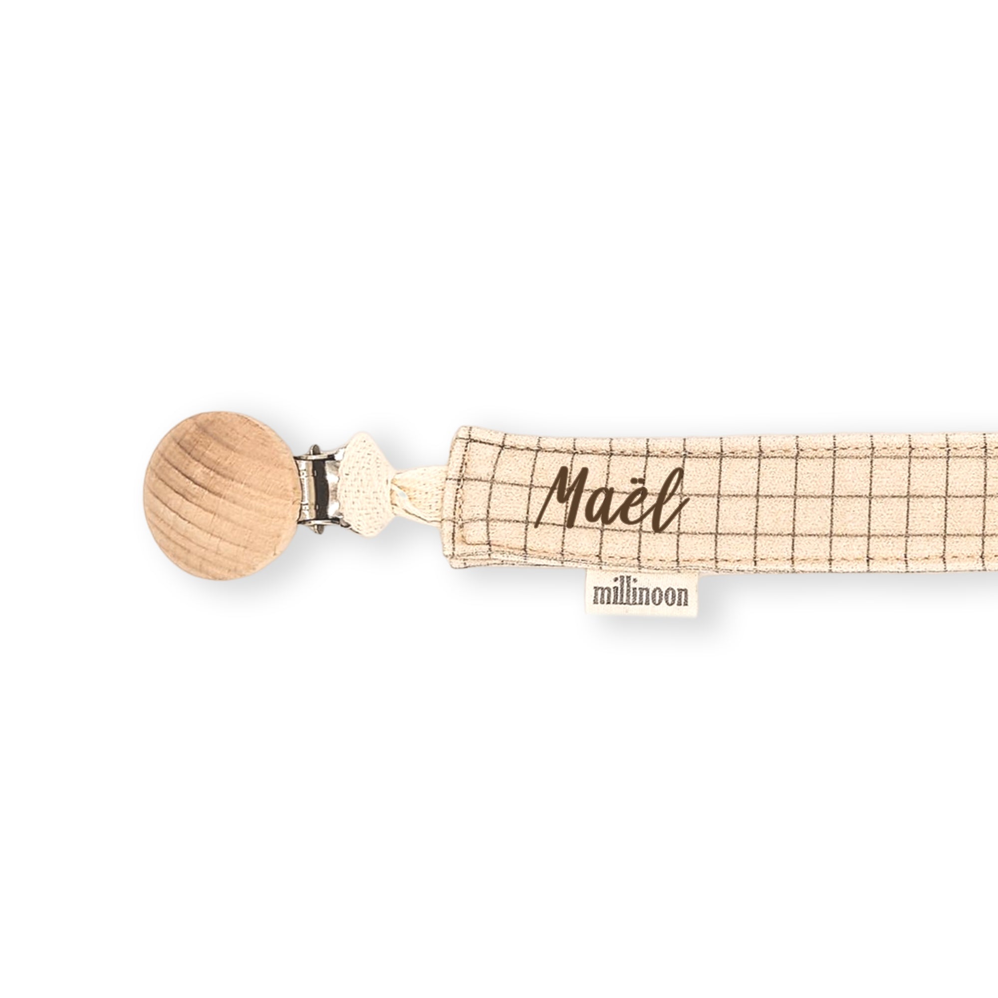 Attache tétine maille coton bio petit carreau