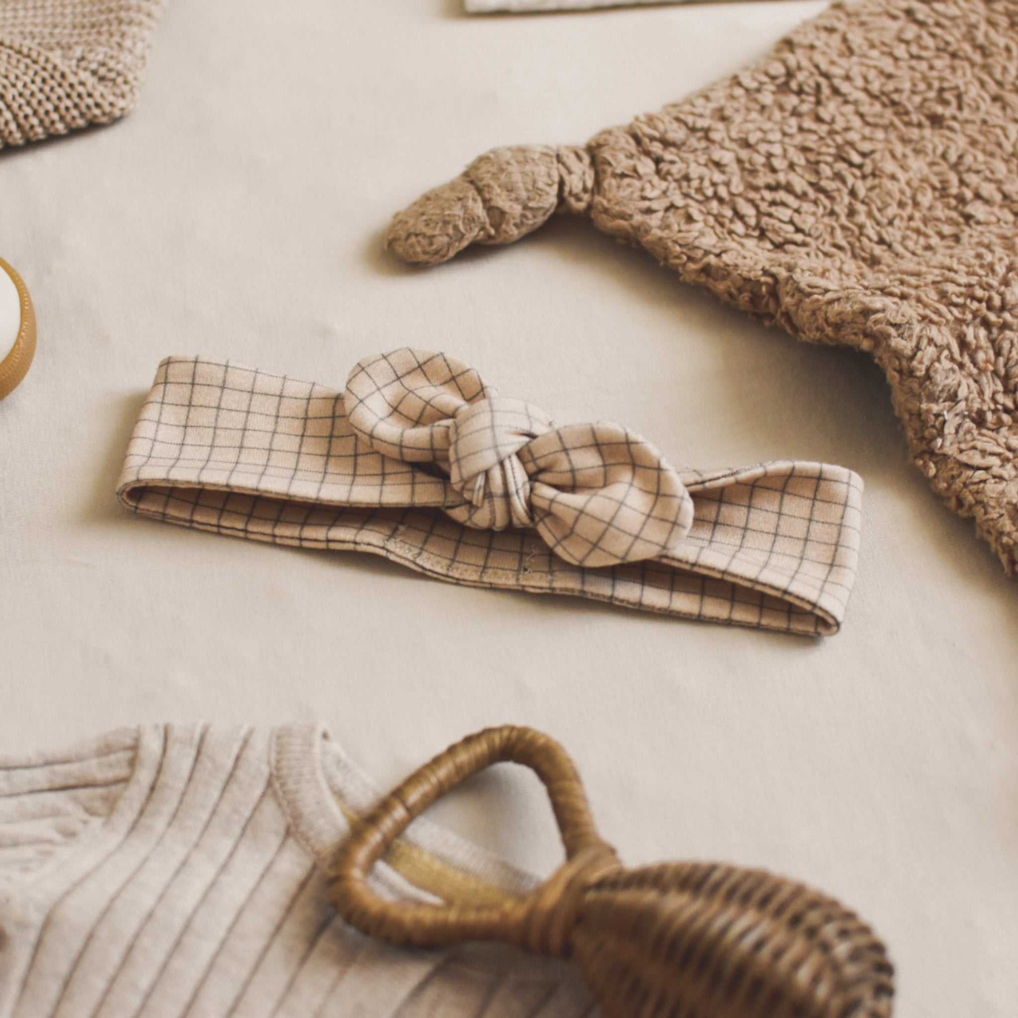 Bandeau maille coton bio petit carreau