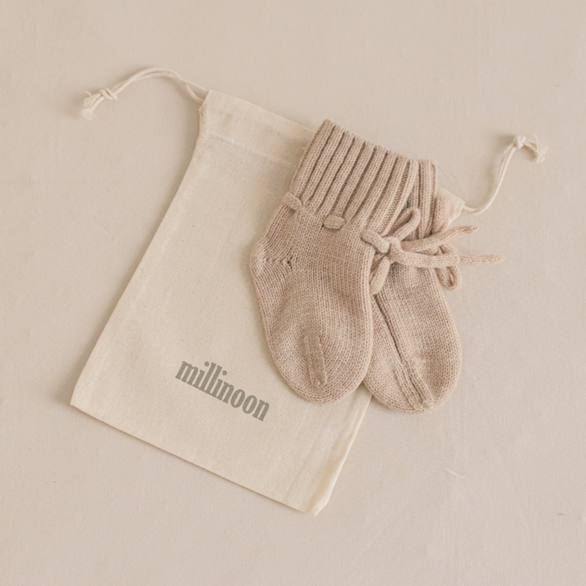 Chaussons laine mérinos beige