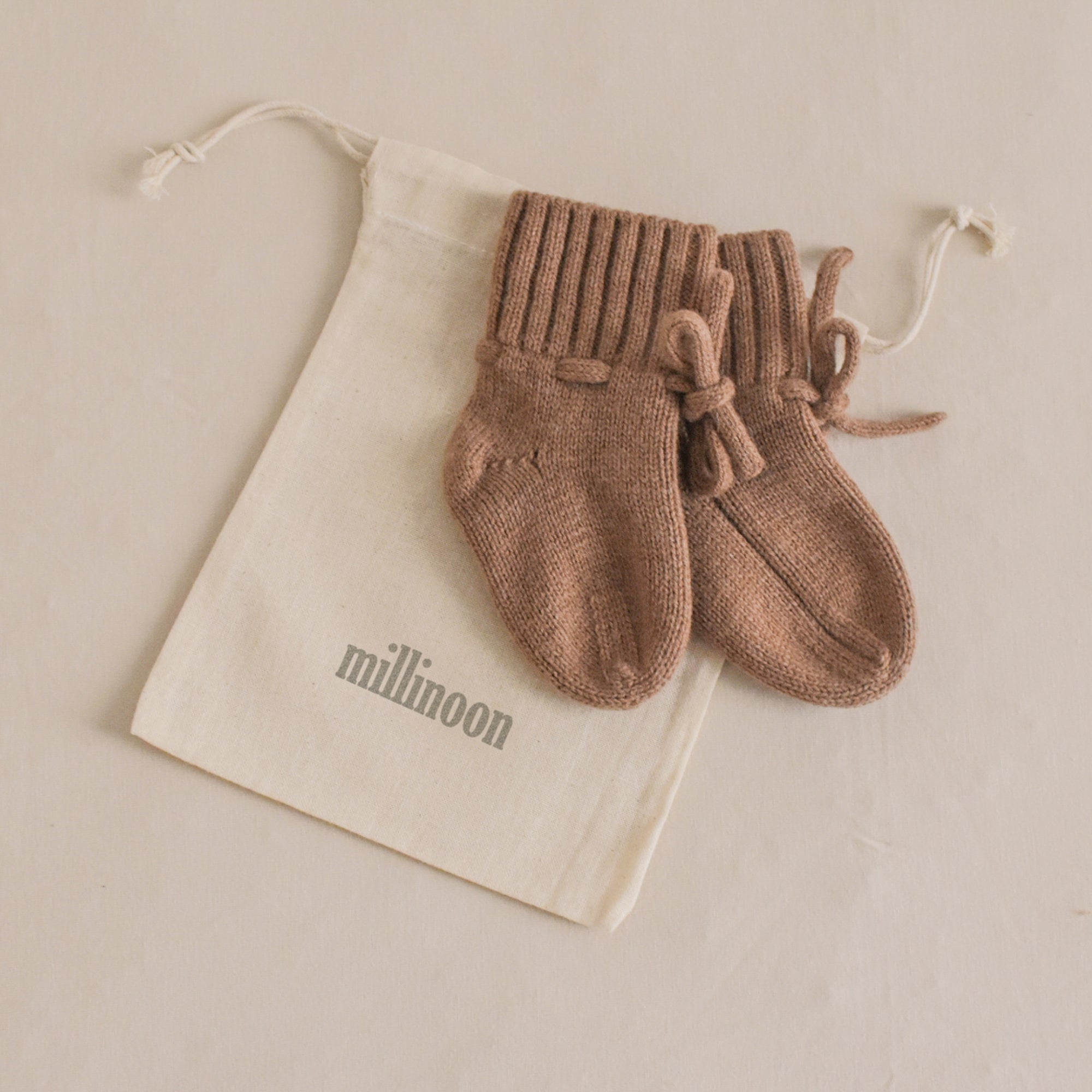 Chaussons laine mérinos marron clair