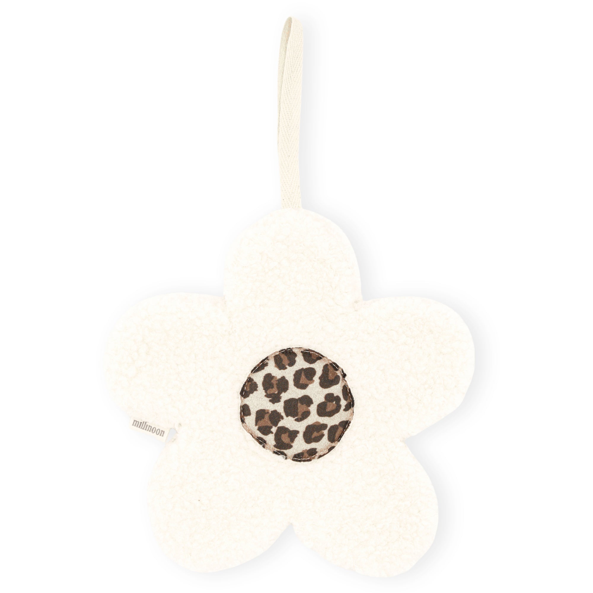 Attache tétine big fleur sherpa ecru leopard graou