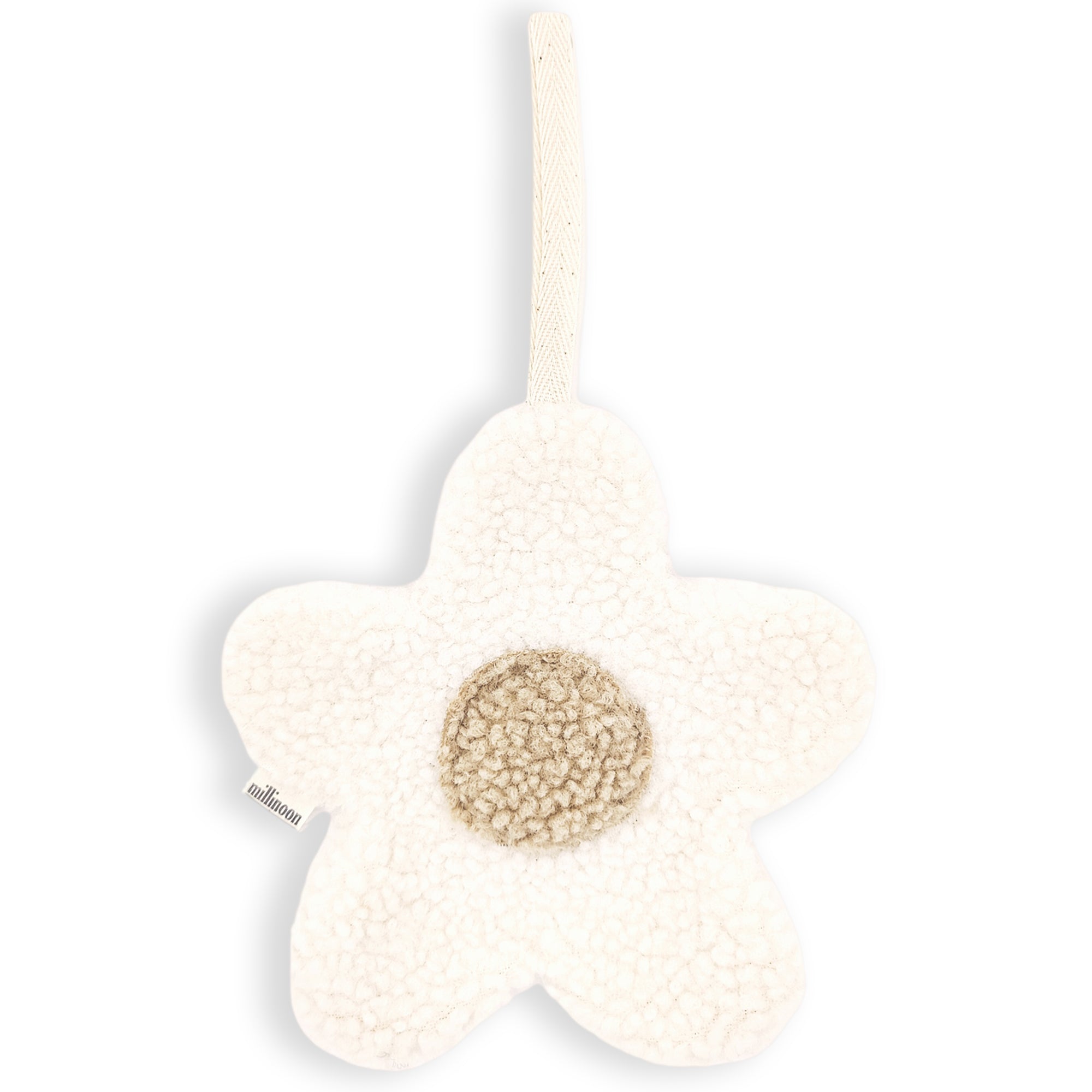 Attache tétine blanc avec fleur à 5 pétales au crochet - Serena