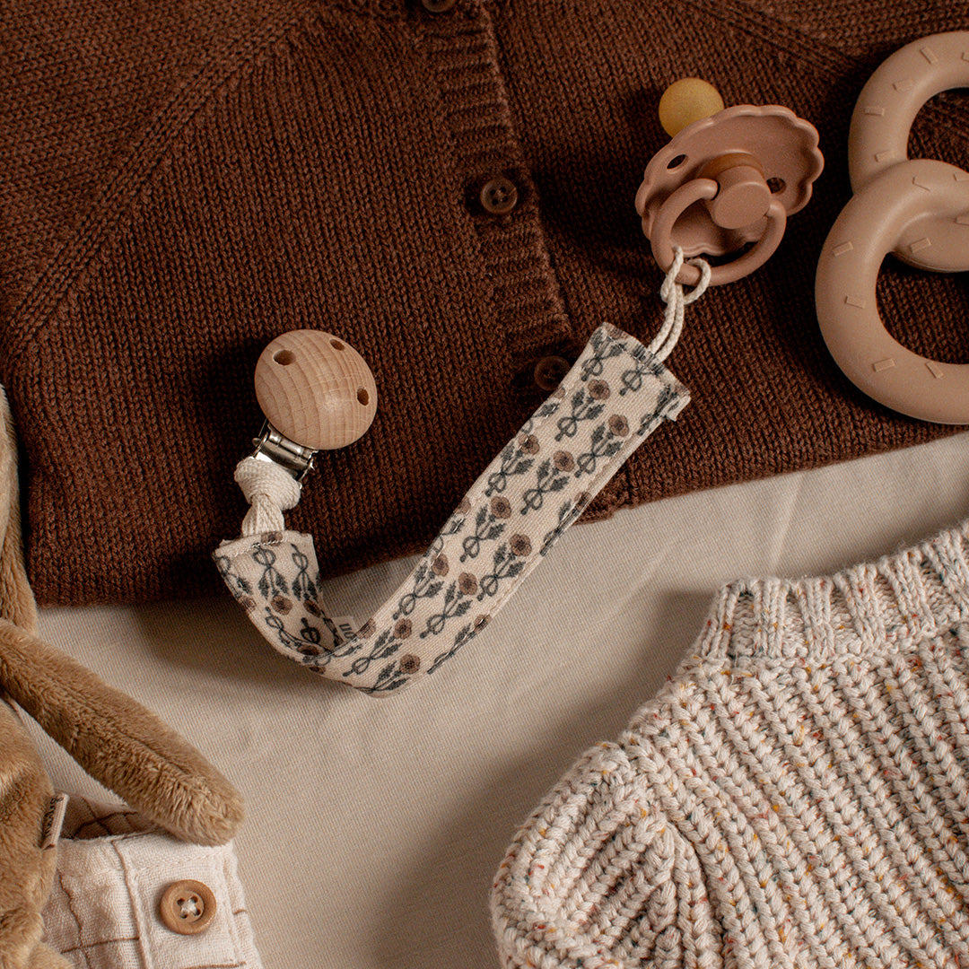Attache tétine maille coton bio boho