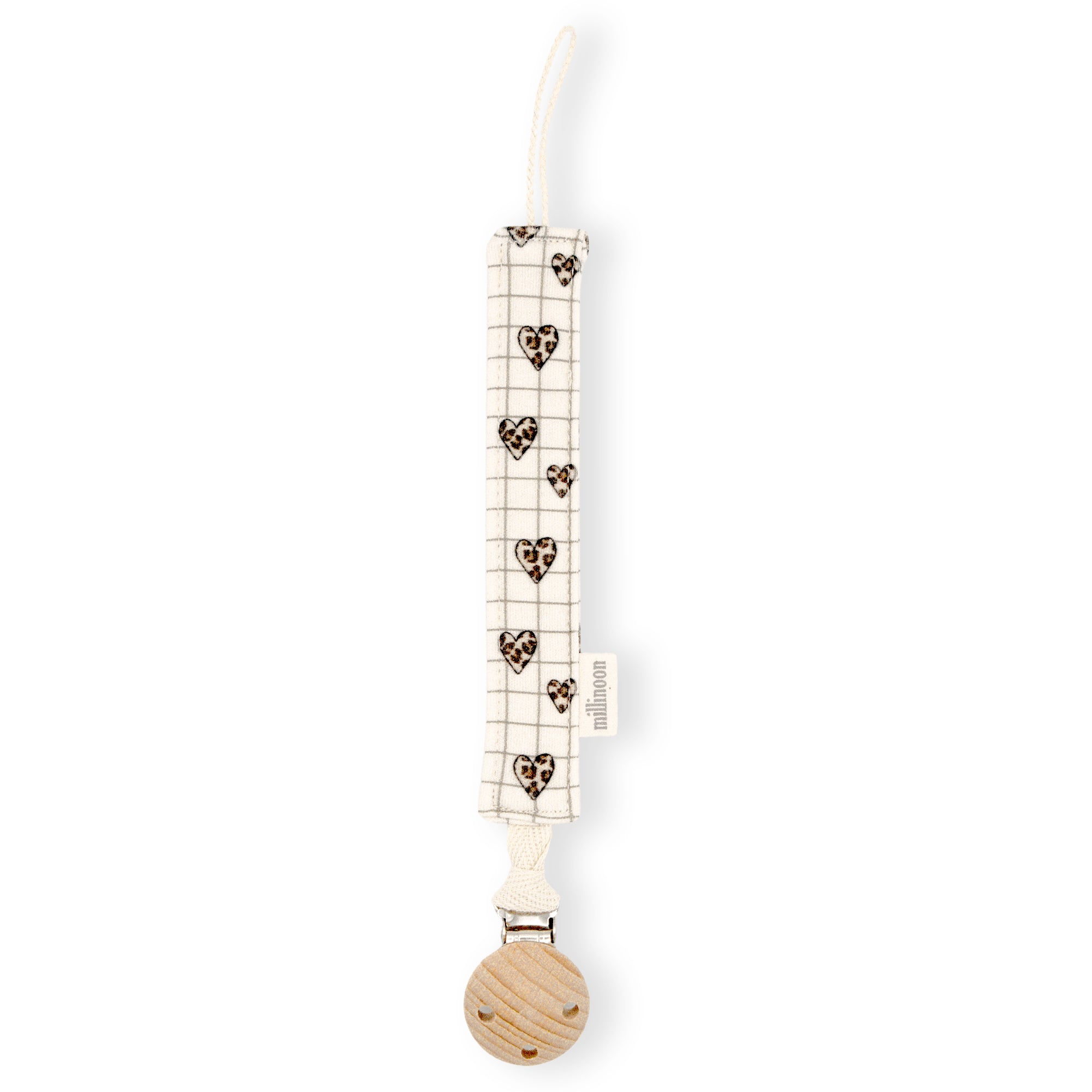 Attache tétine maille coton bio carreau coeur graou